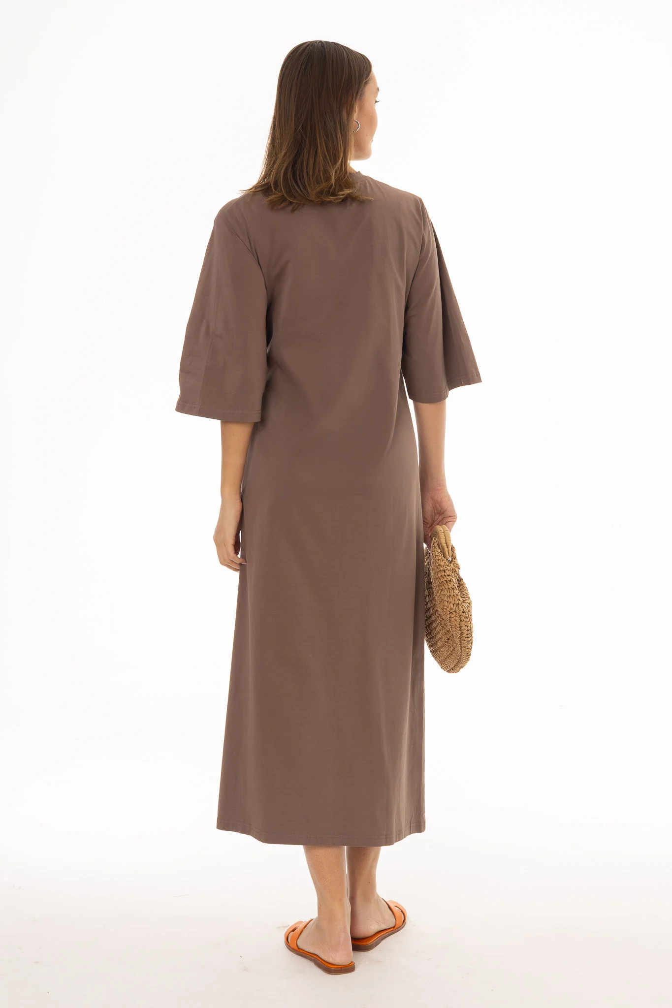 Mocha Side Tie T-Shirt Maxi Dress - Image 3