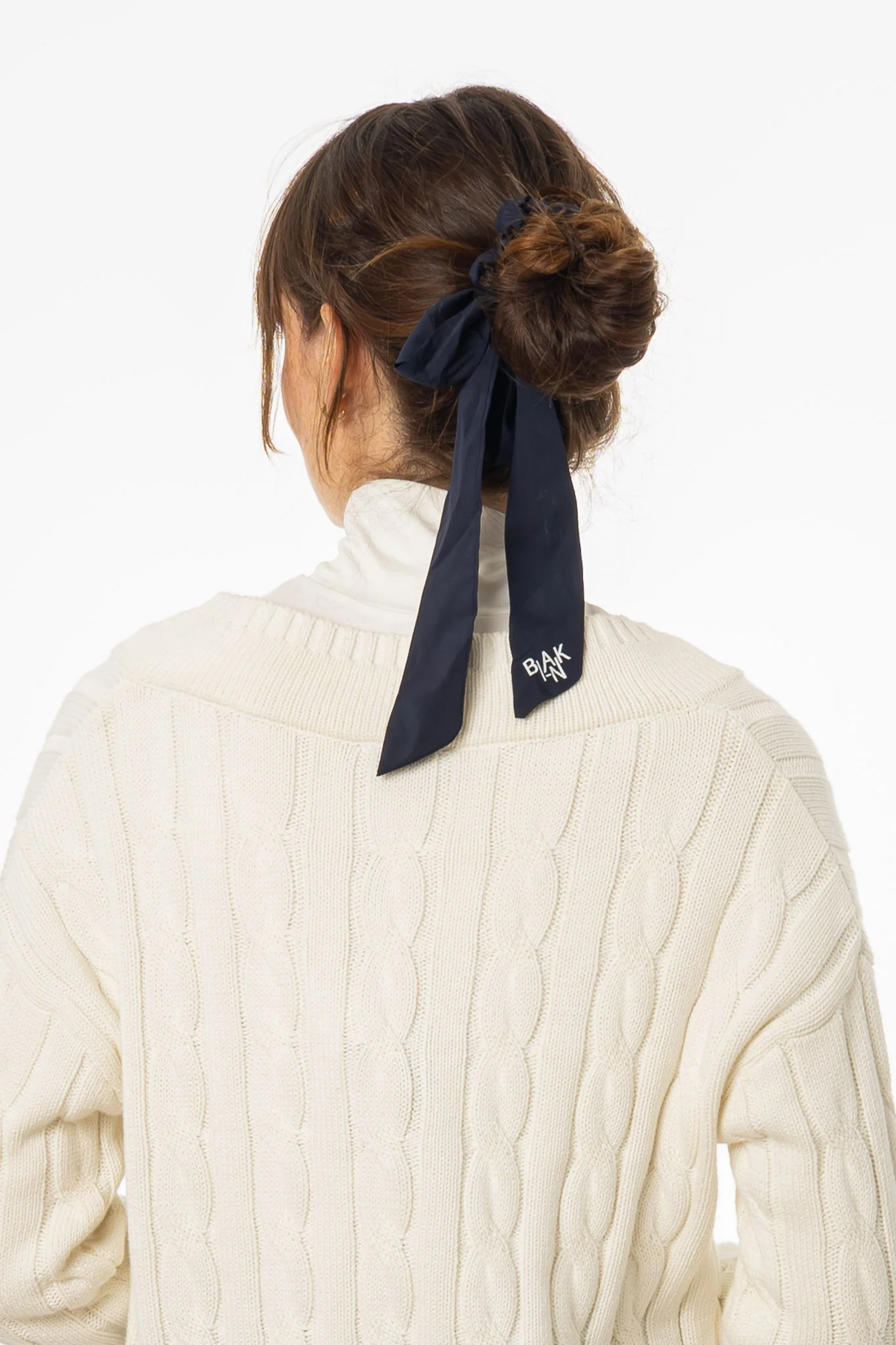 Navy Blank Bow Scrunchie