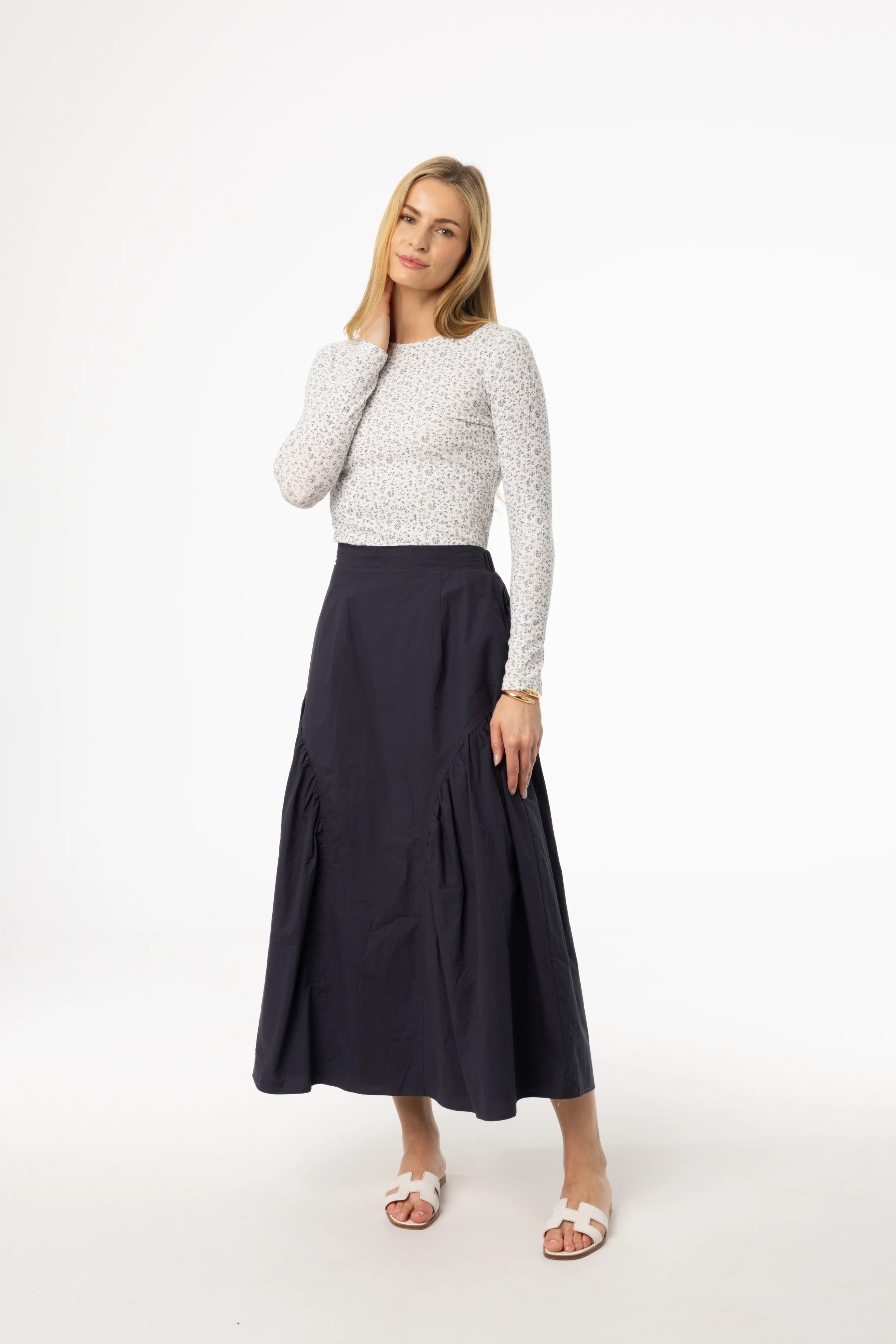 Navy Circle Seam Skirt - Image 4