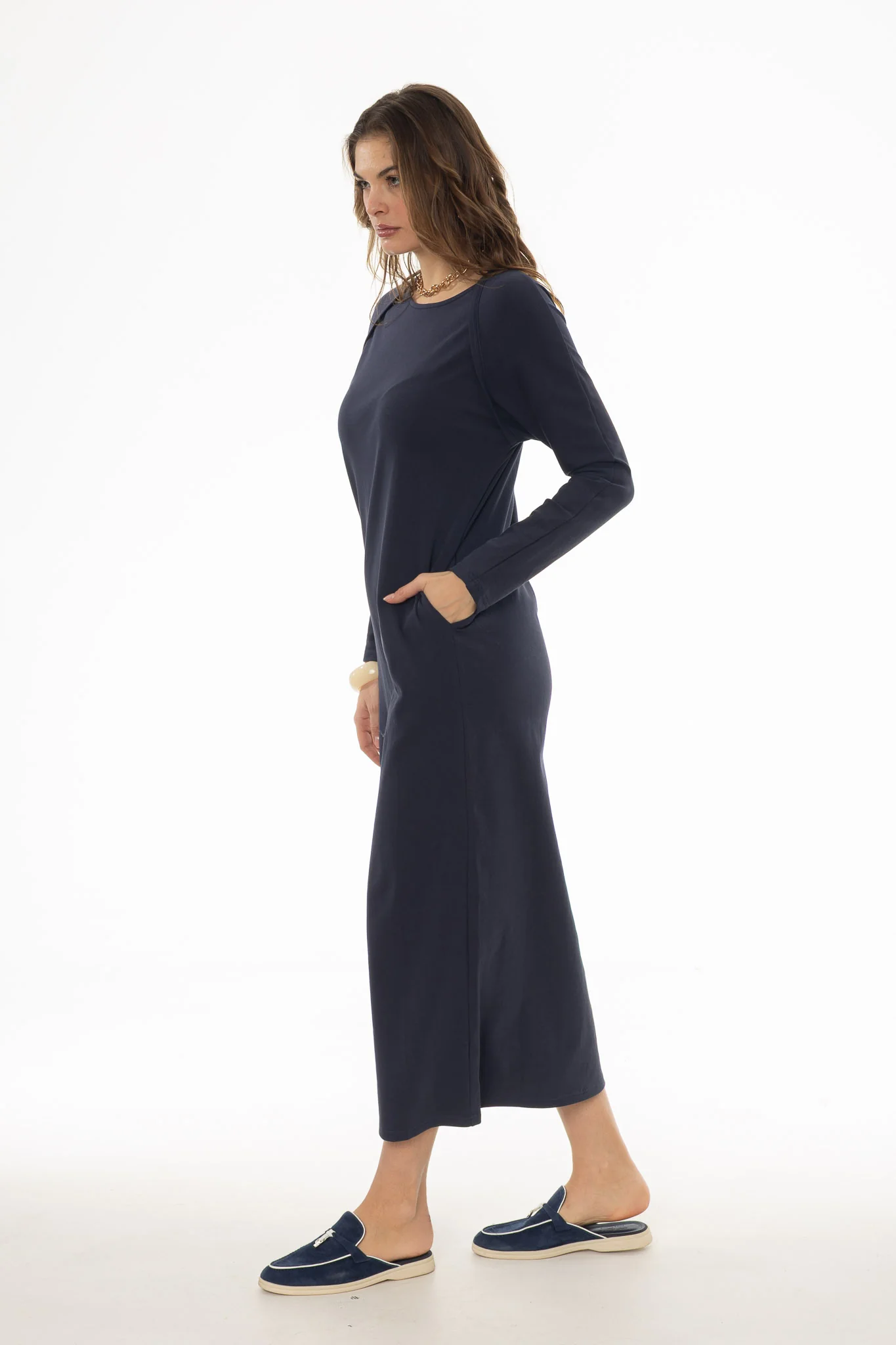Navy Faux Shrug Maxi Dress - Image 3