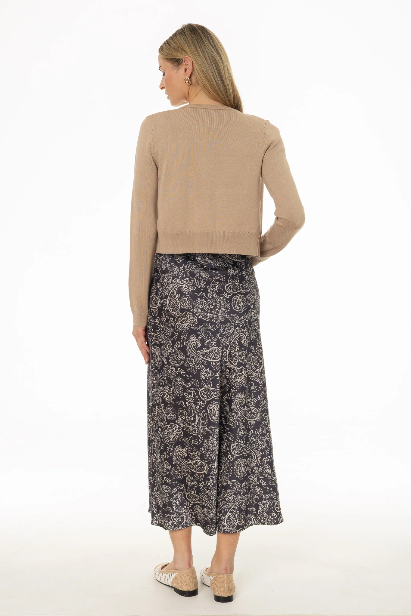 Navy Paisley Printed Slip Dress - Image 3