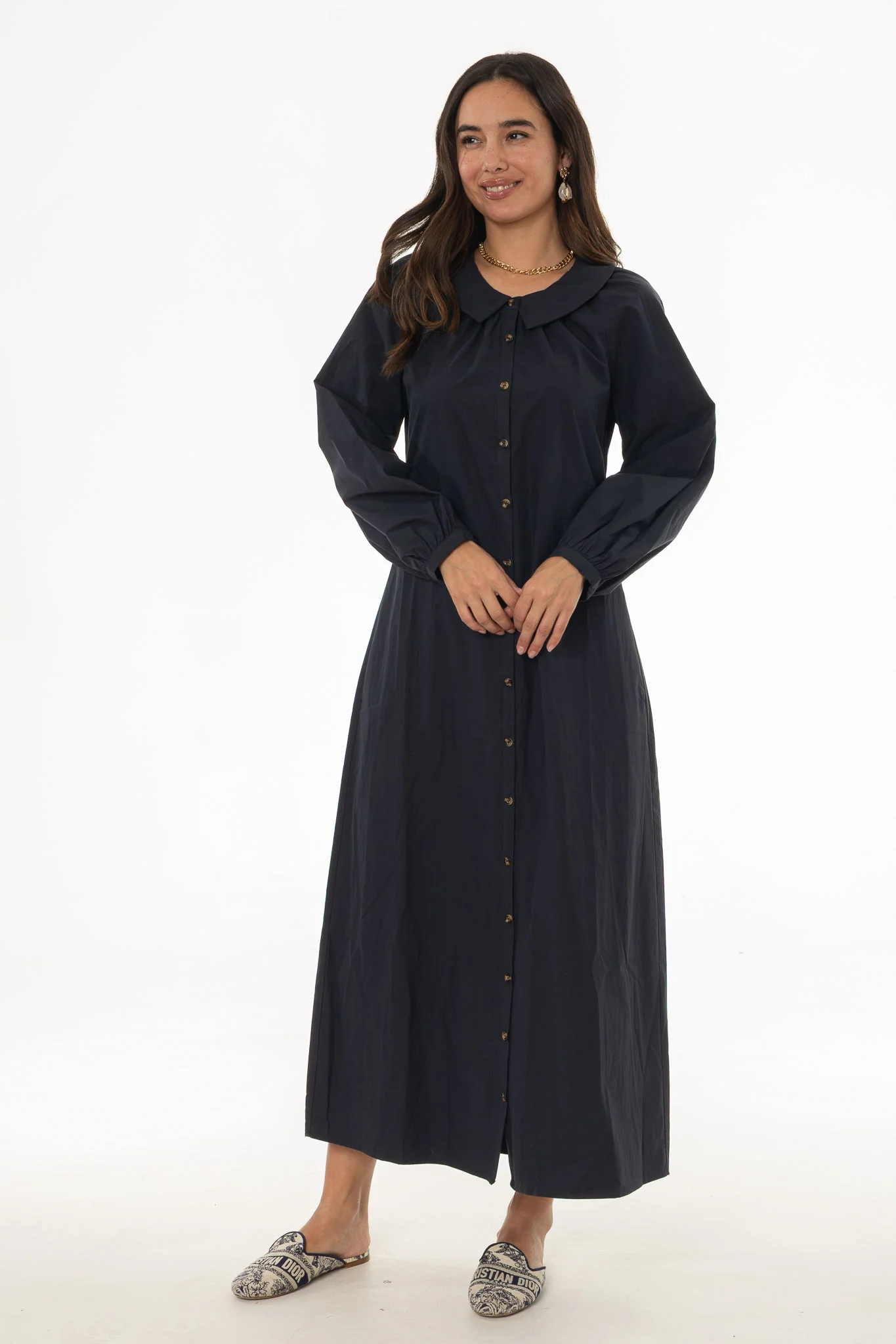 Navy Peter Pan Collar Shirt Dress - Image 5
