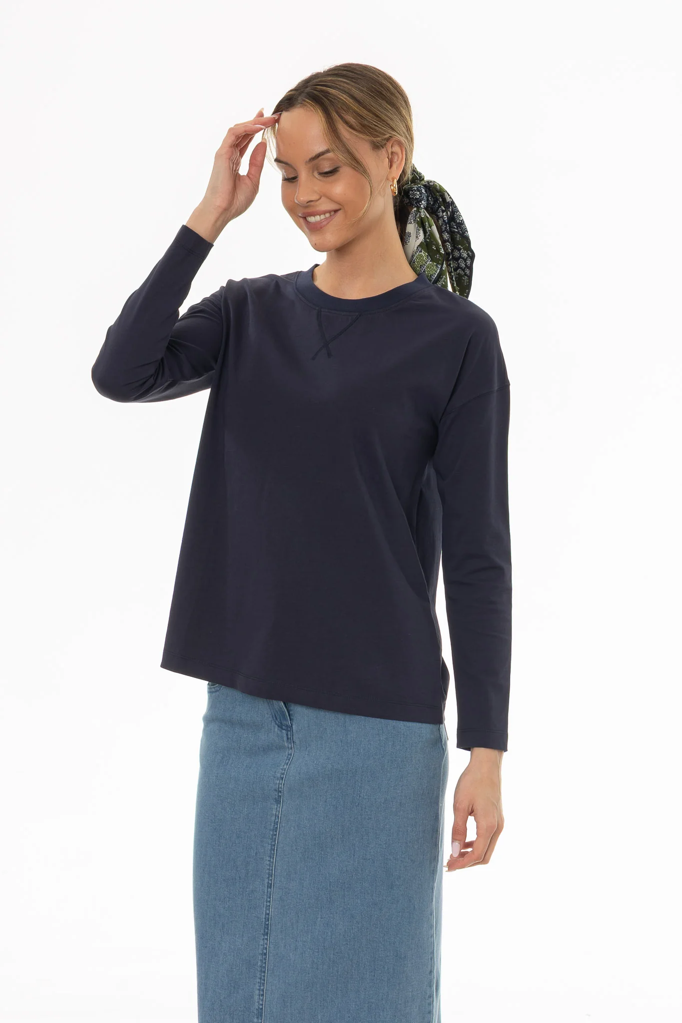 Navy Relaxed Fit long Sleeve T-Shirt - Image 3