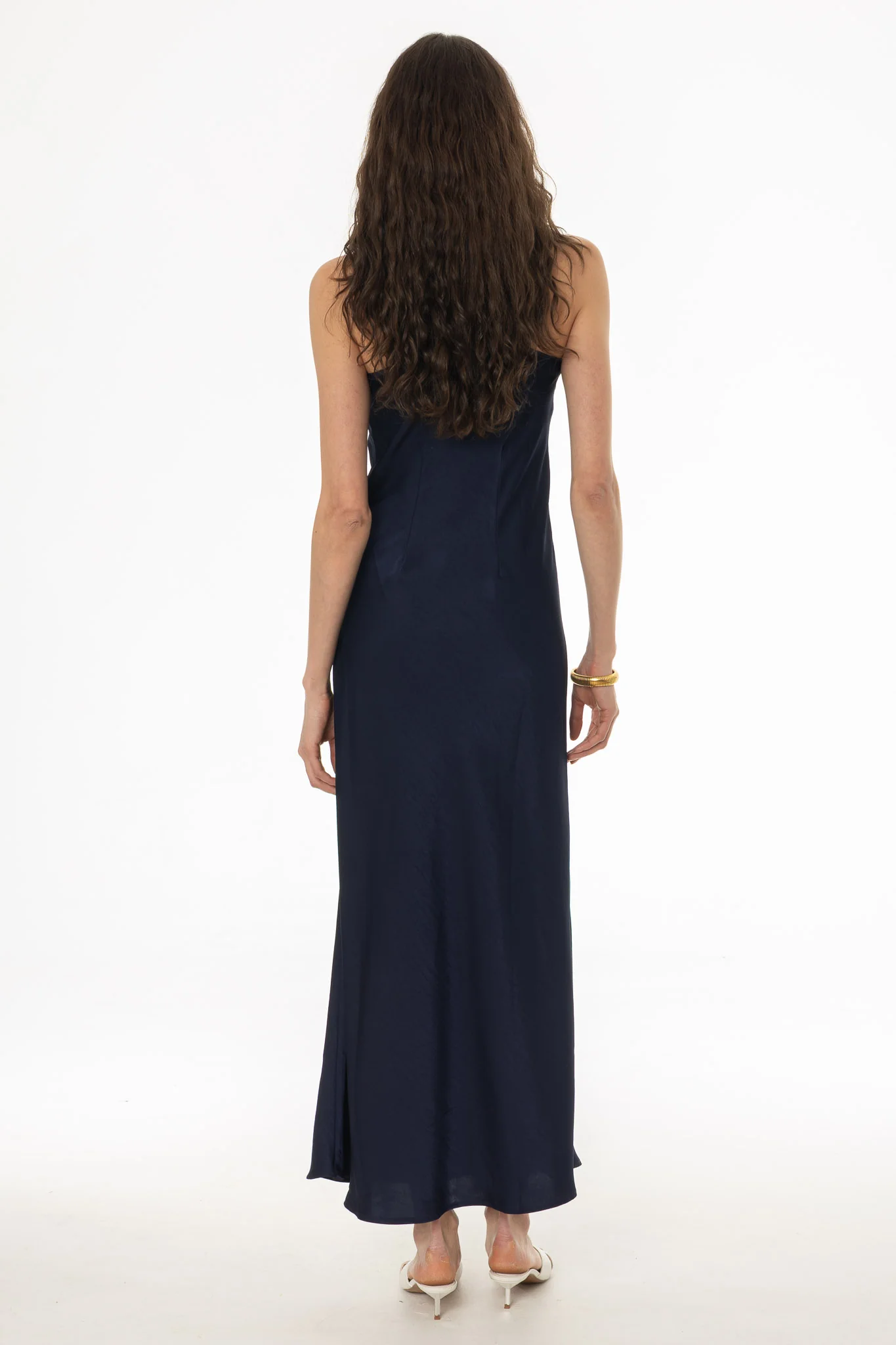 Navy Silk Feel Slip Dress - Image 4