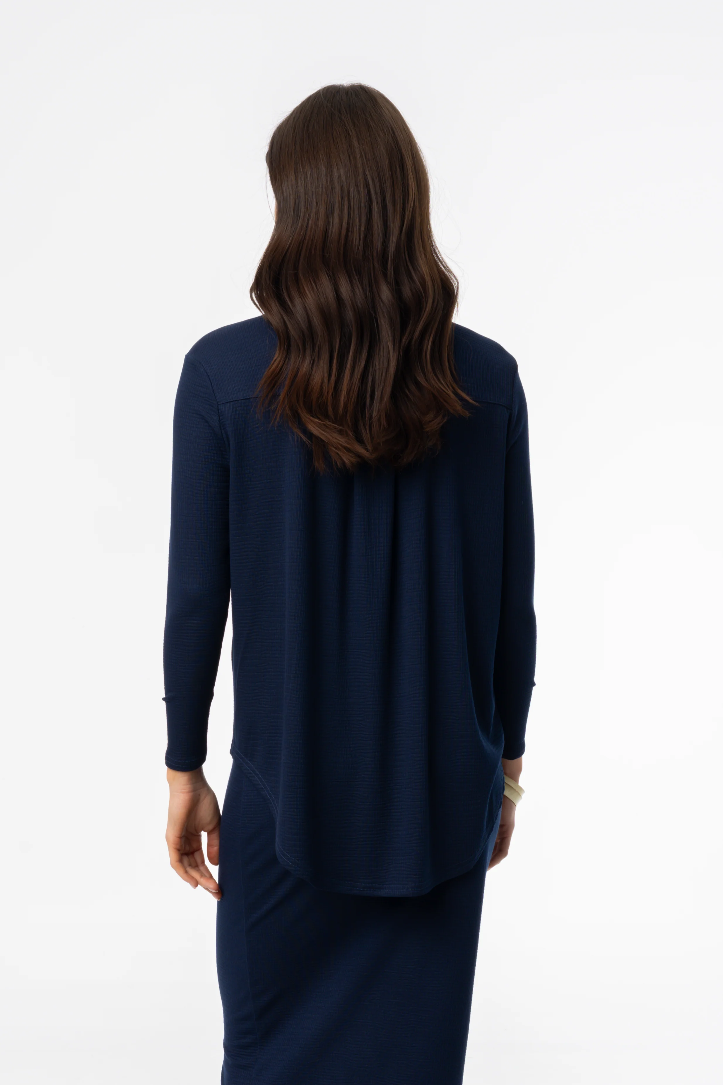 Navy Waved Button Down Shirt - Image 3