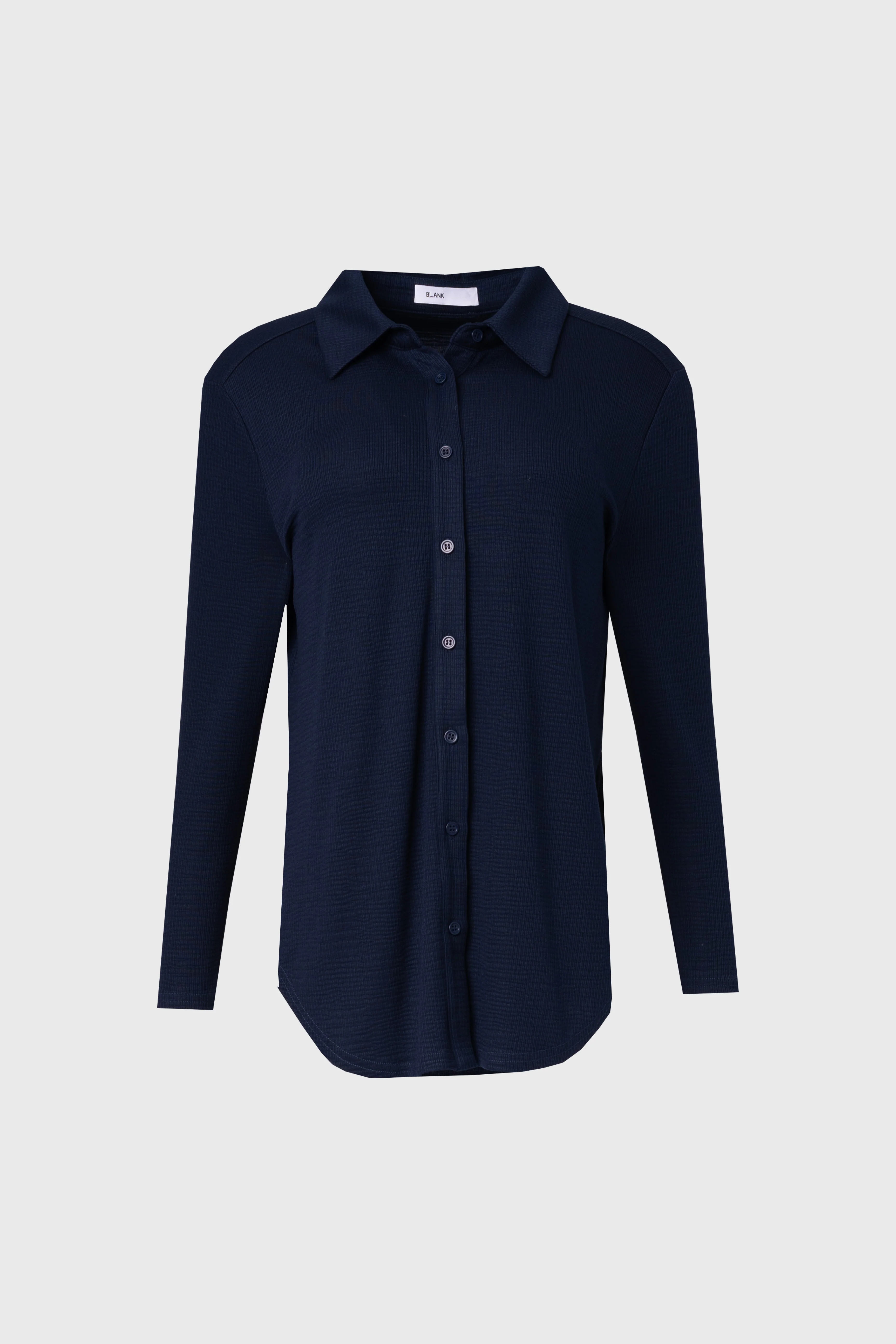 Navy Waved Button Down Shirt - Image 5