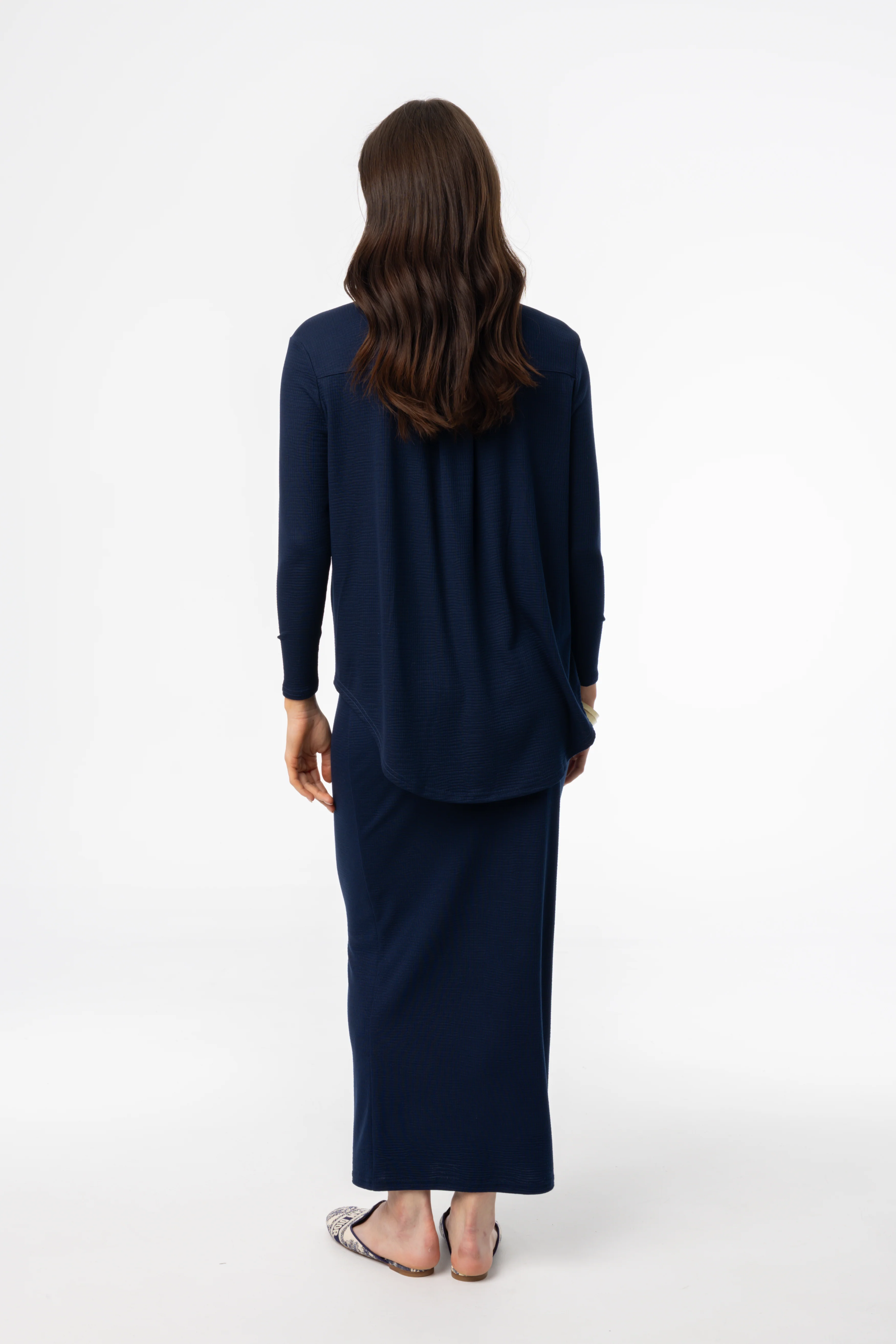 Navy Waved Skirt - Image 3