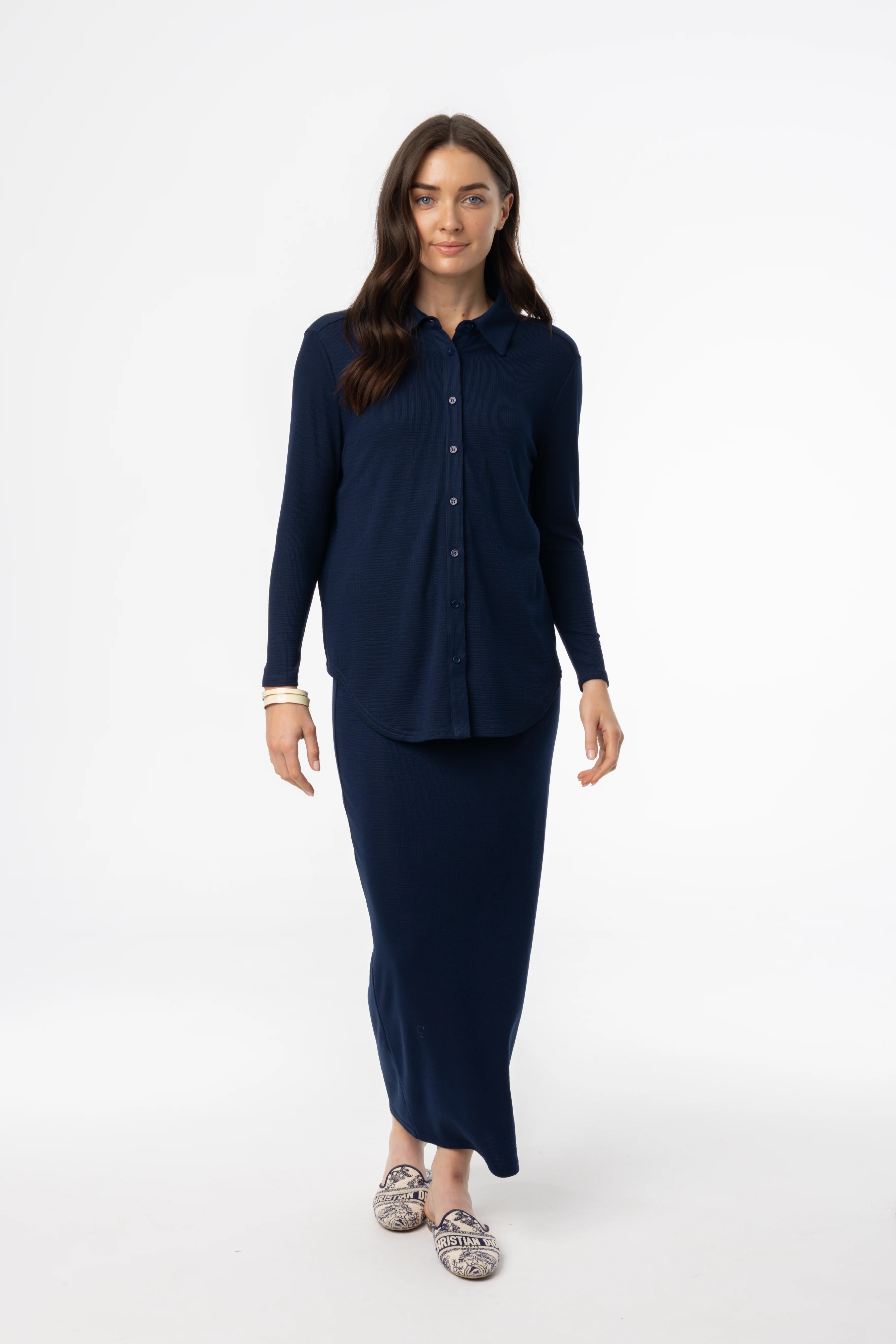 Navy Waved Skirt - Image 4