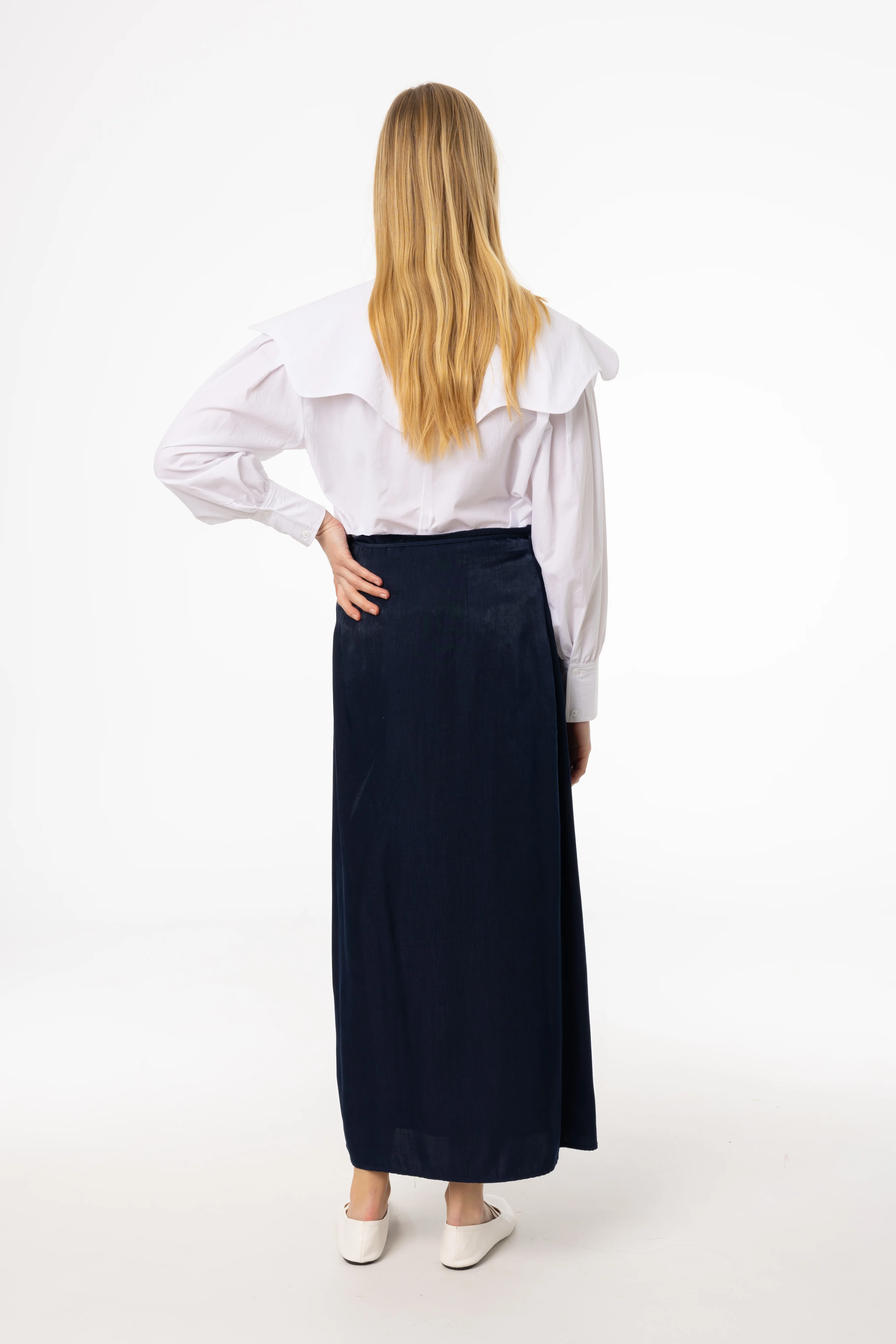 Navy Wrap Skirt - Image 3