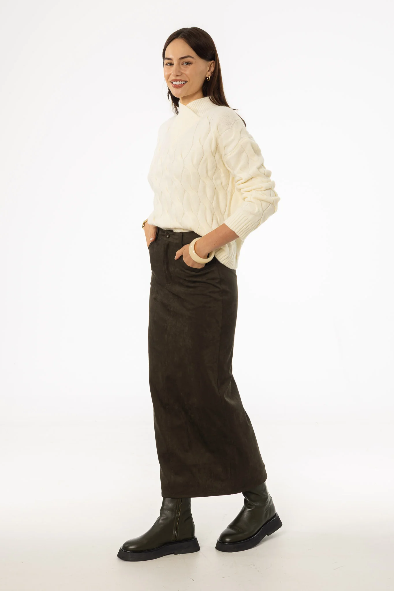 Olive Everyday Microsuede Skirt - Image 2