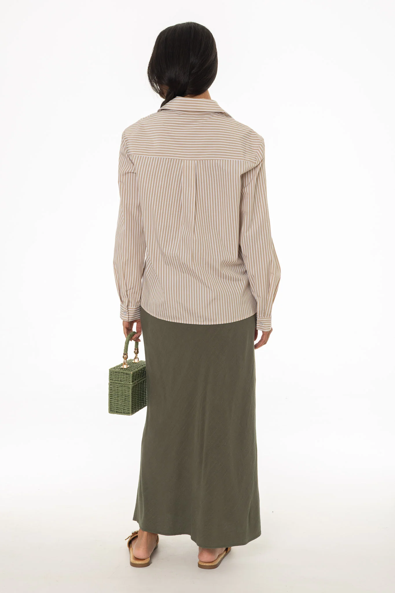 Olive Linen Feel Slip Skirt - Image 4