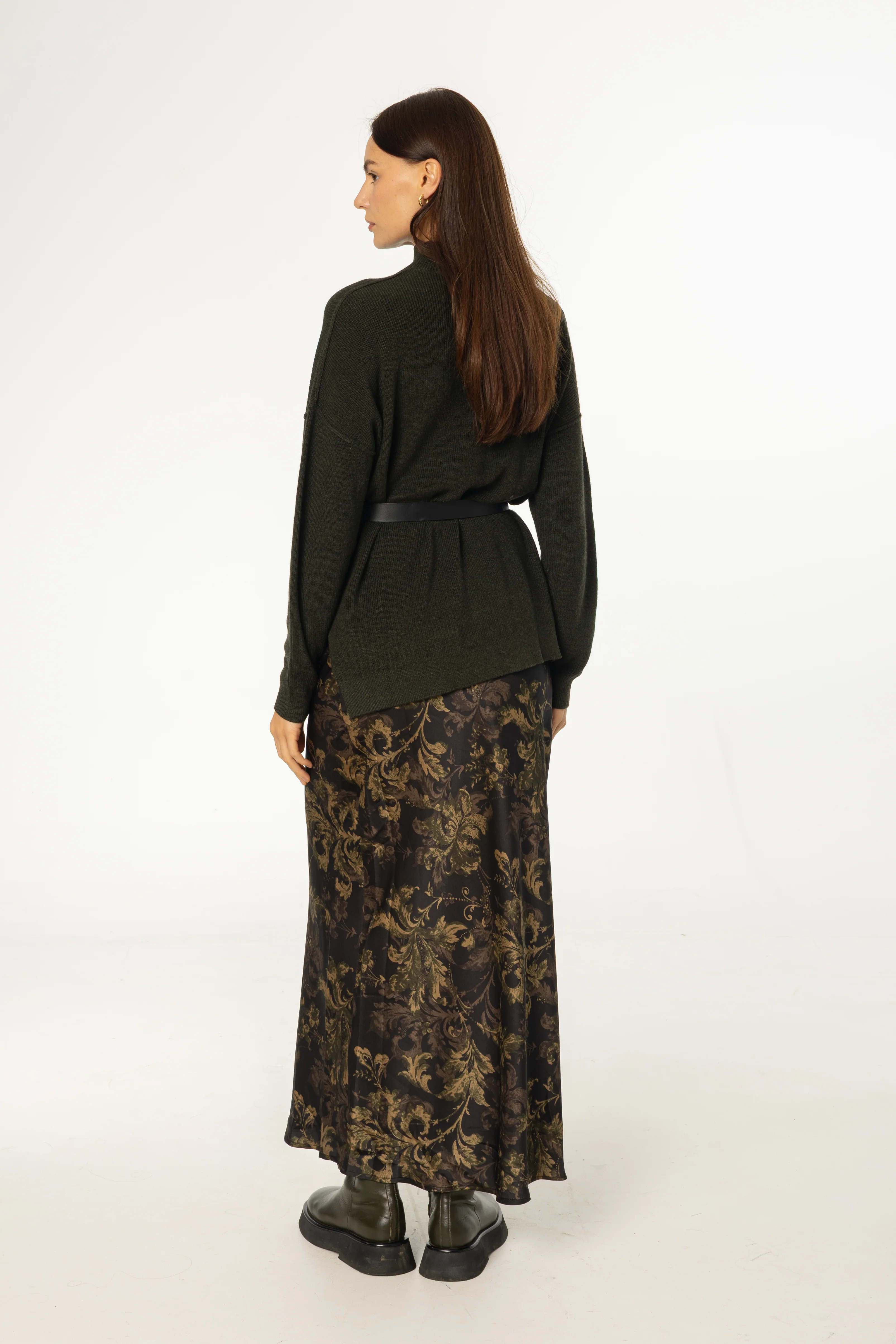 Green Paisley Printed Slip Skirt - Image 3