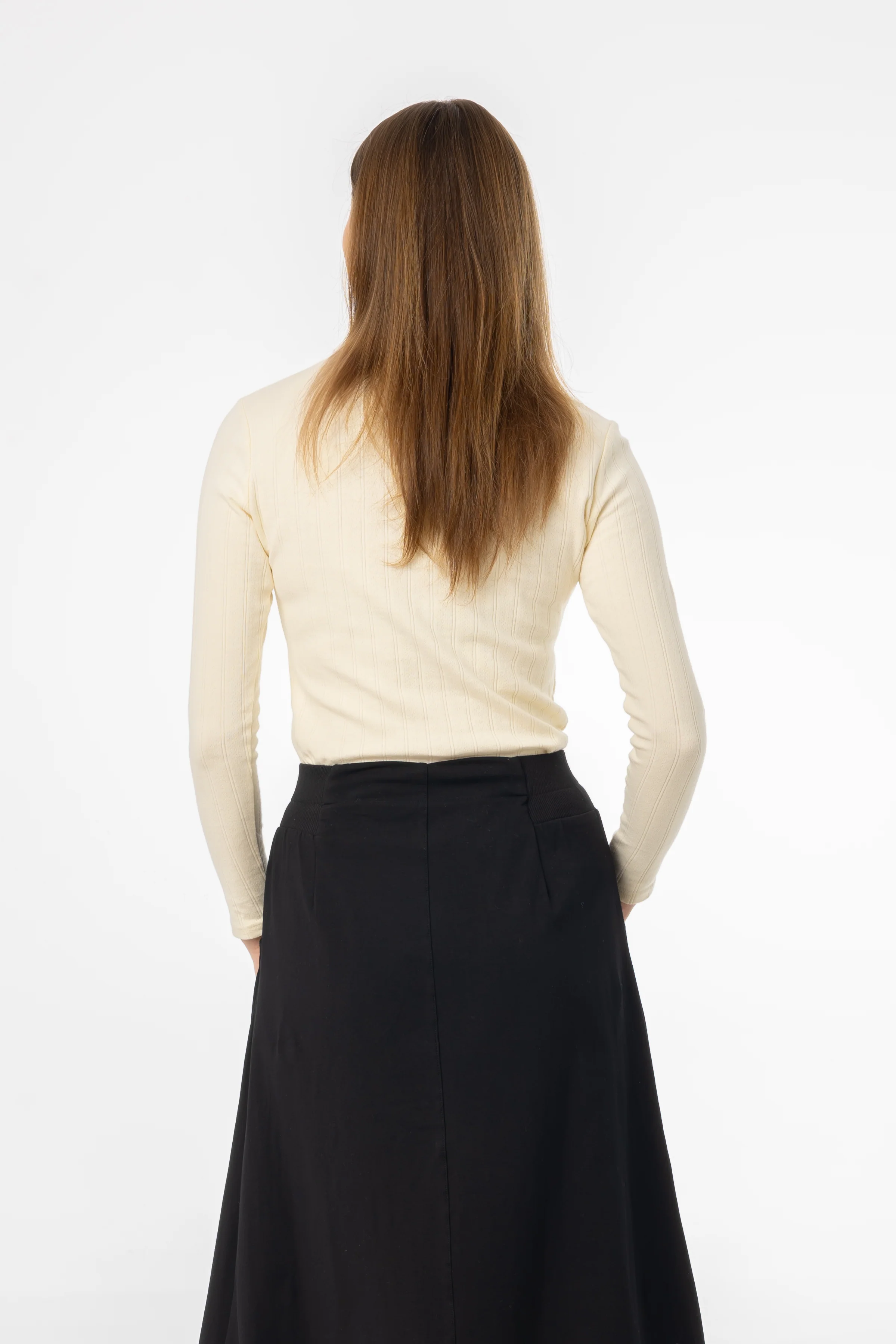 Pale Yellow Pointelle Scalloped T-Shirt - Image 3