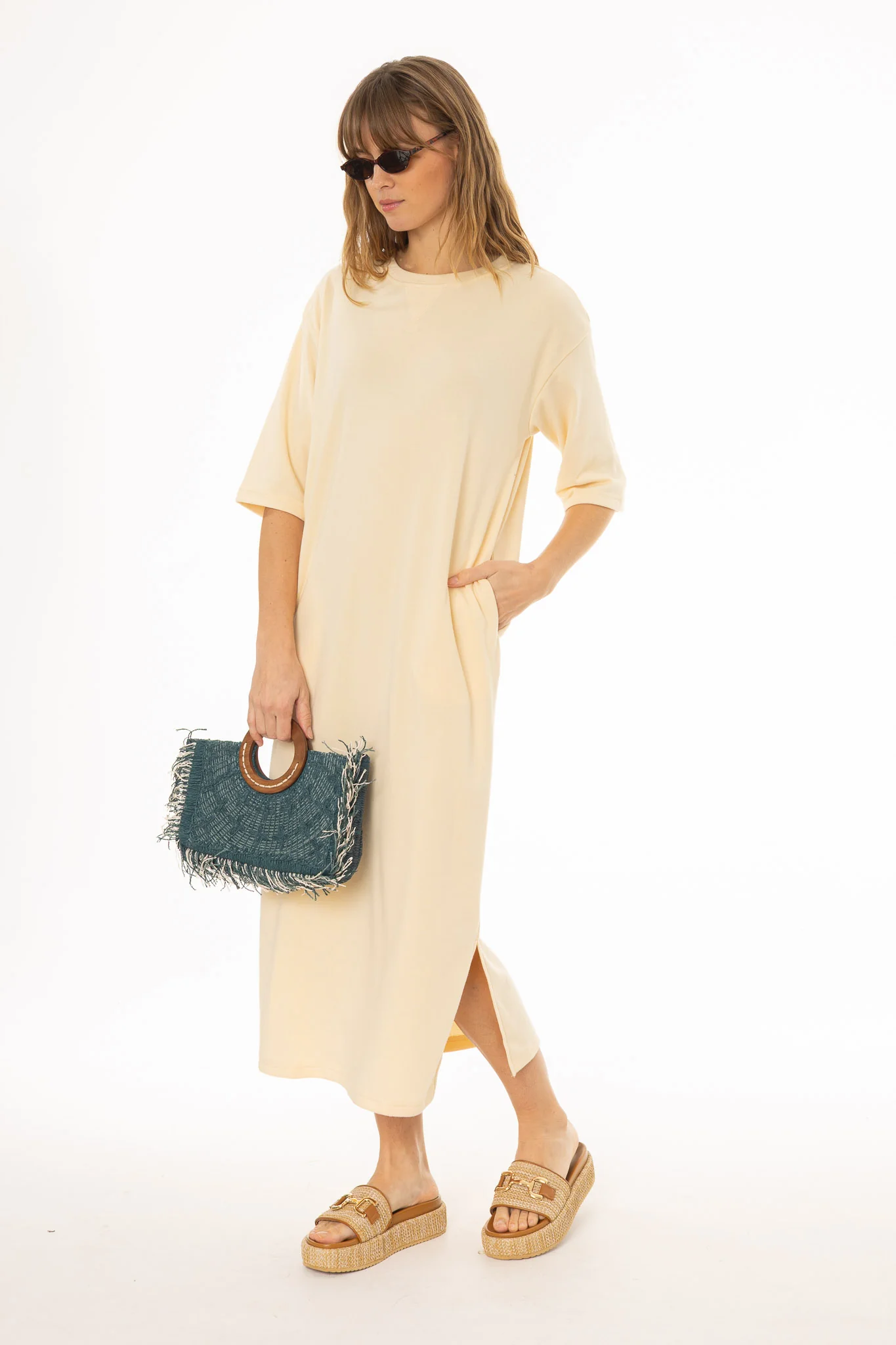 Pale Yellow Terry Maxi Dress - Image 3