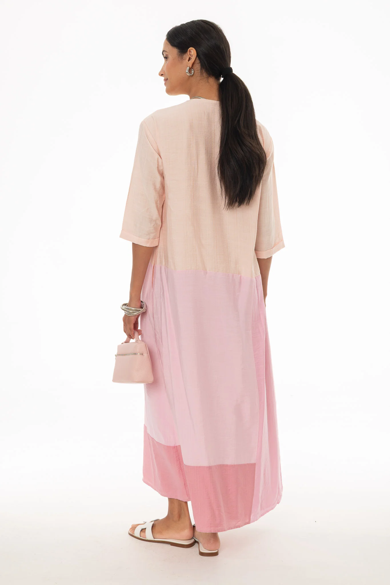 Pink Colorblock Oversized Maxi Dress - Image 4