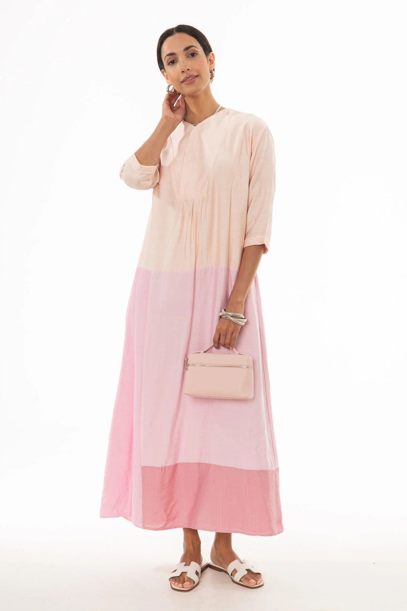 Pink Colorblock Oversized Maxi Dress - Image 5