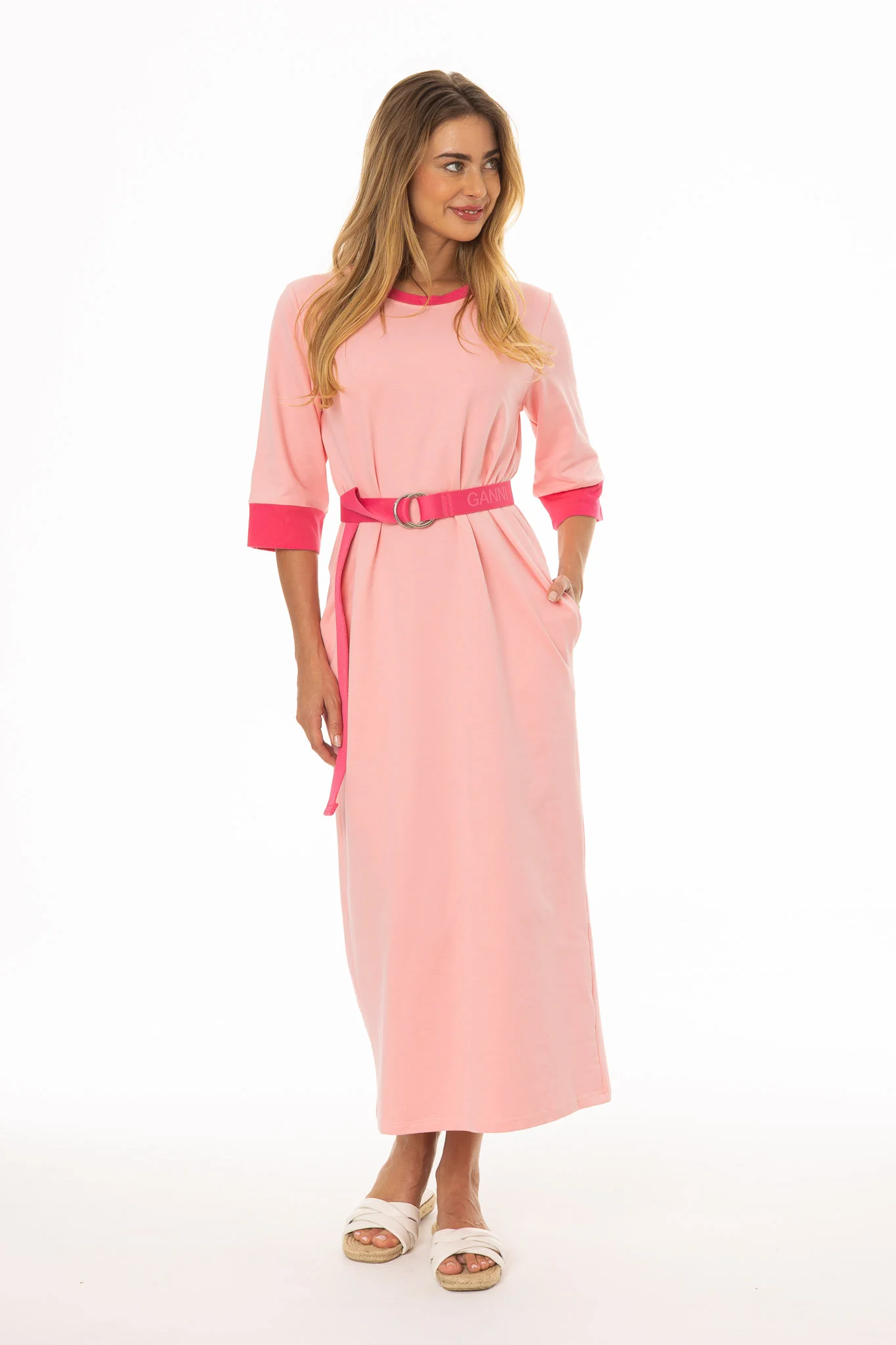 Pink Contrast T-Shirt Dress - Image 3