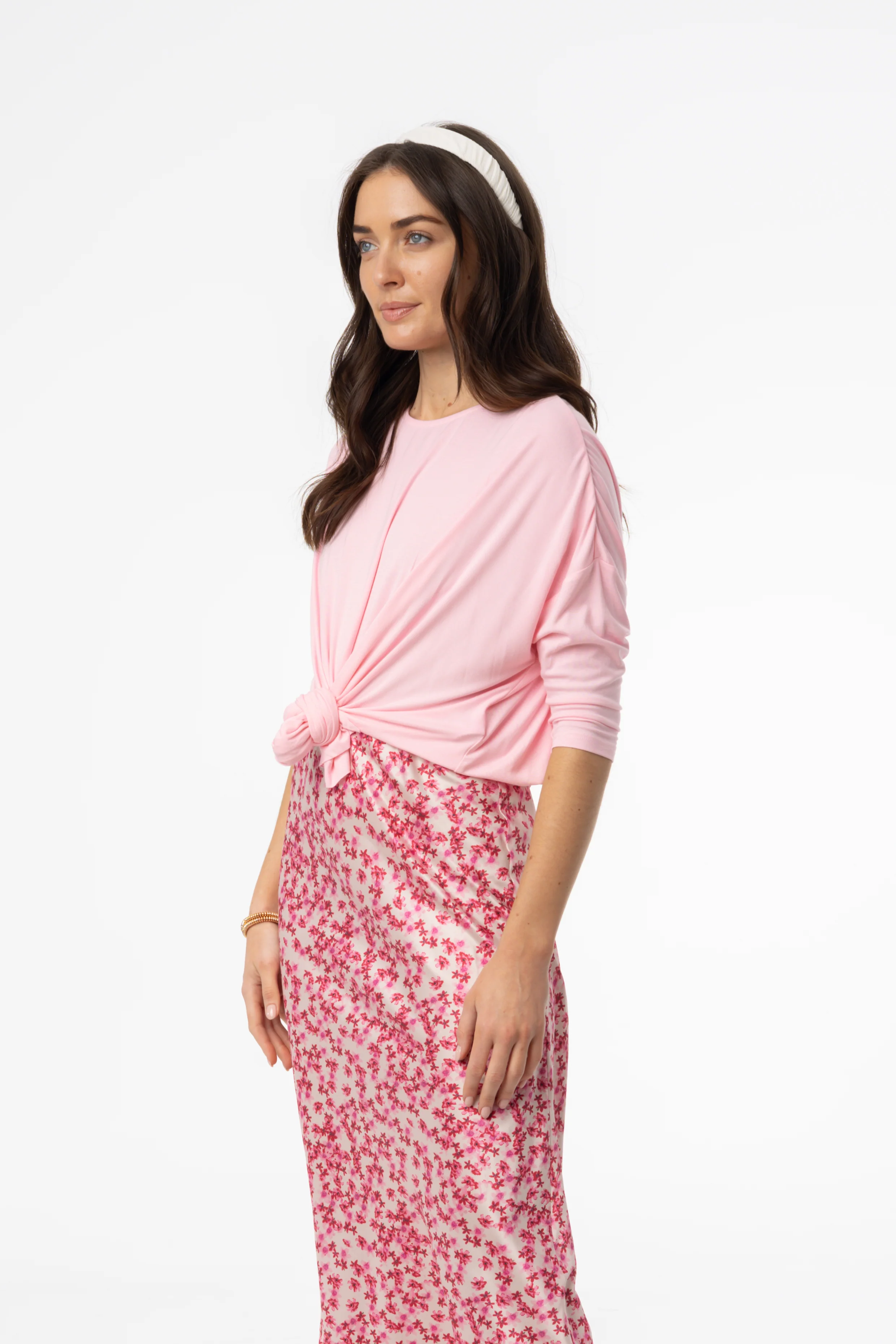 Pink Dolman Tie Knot Tee - Image 2