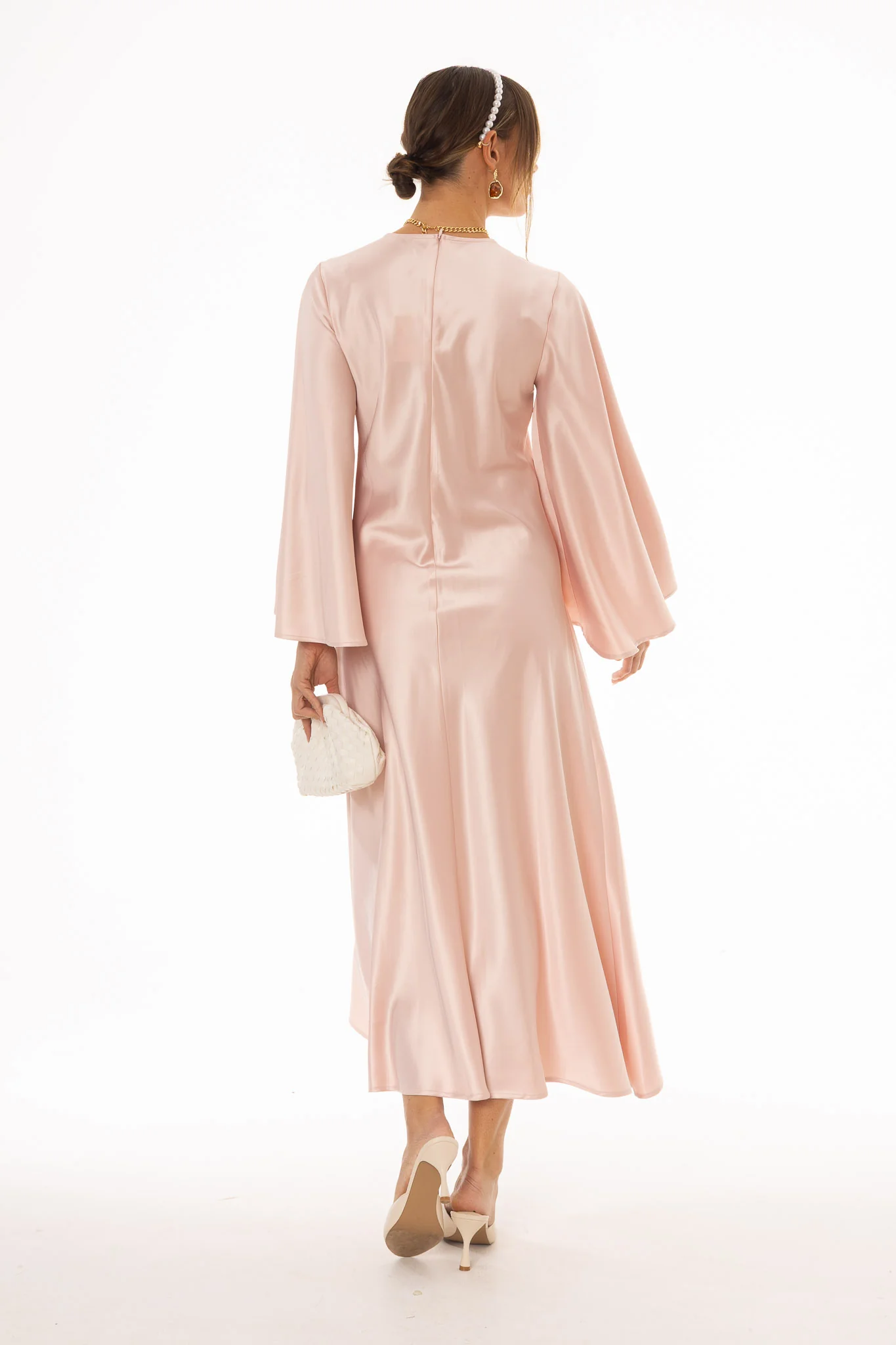 Pink Flare Sleeve Maxi Dress - Image 3