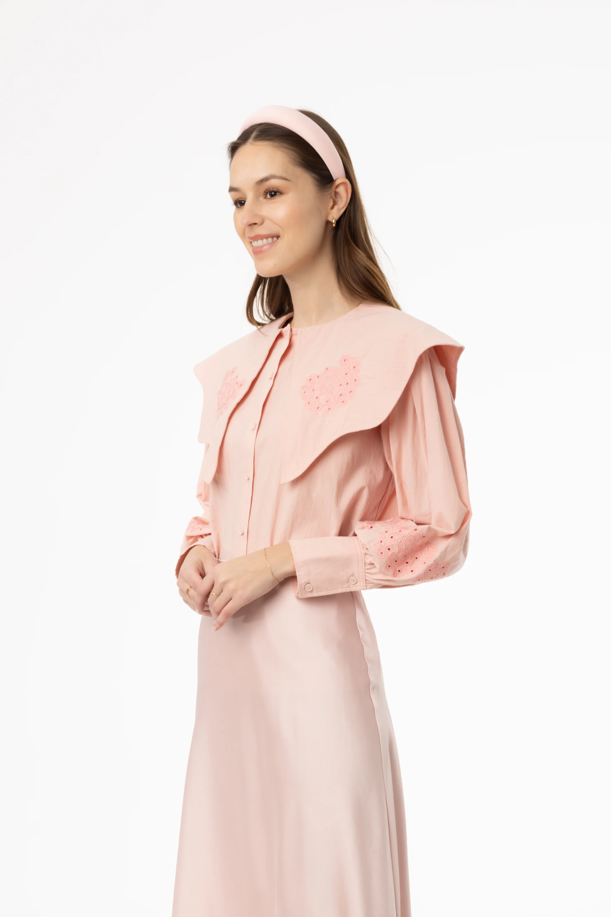 Pink Floral Embroidered Blouse - Image 2