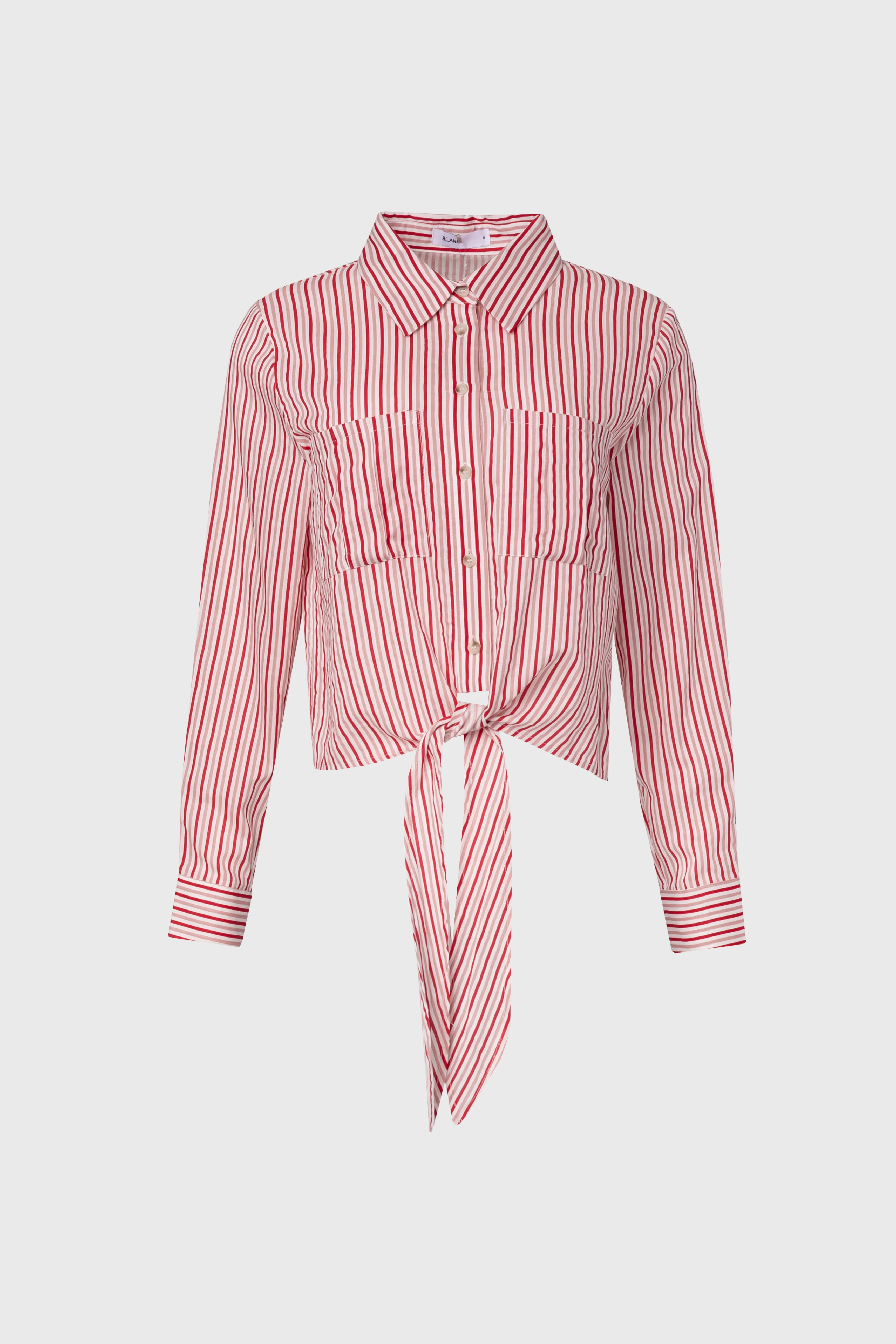 Pink Multi Striped Tie Blouse - Image 5