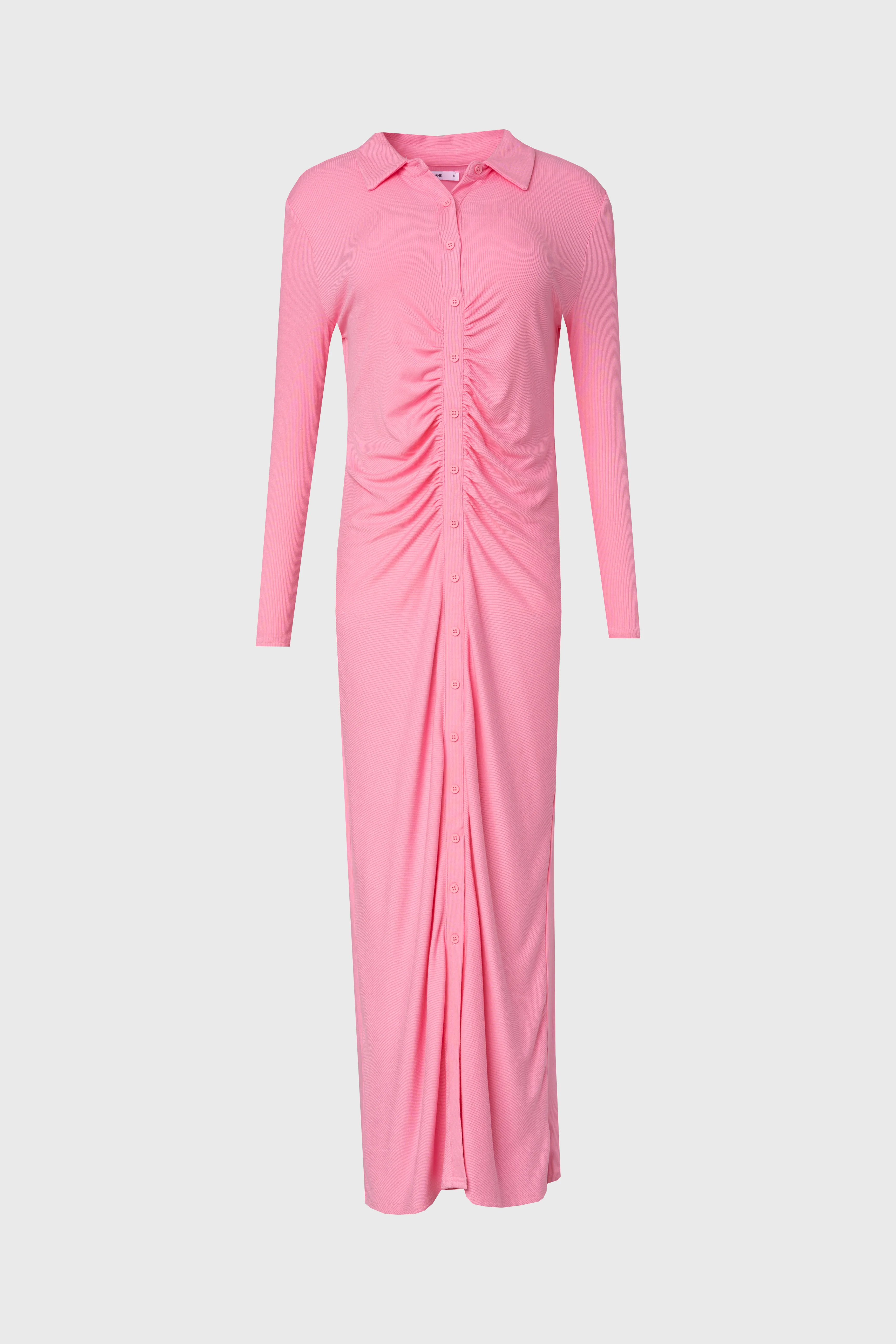 Pink Ruched Cardi Maxi Dress - Image 5
