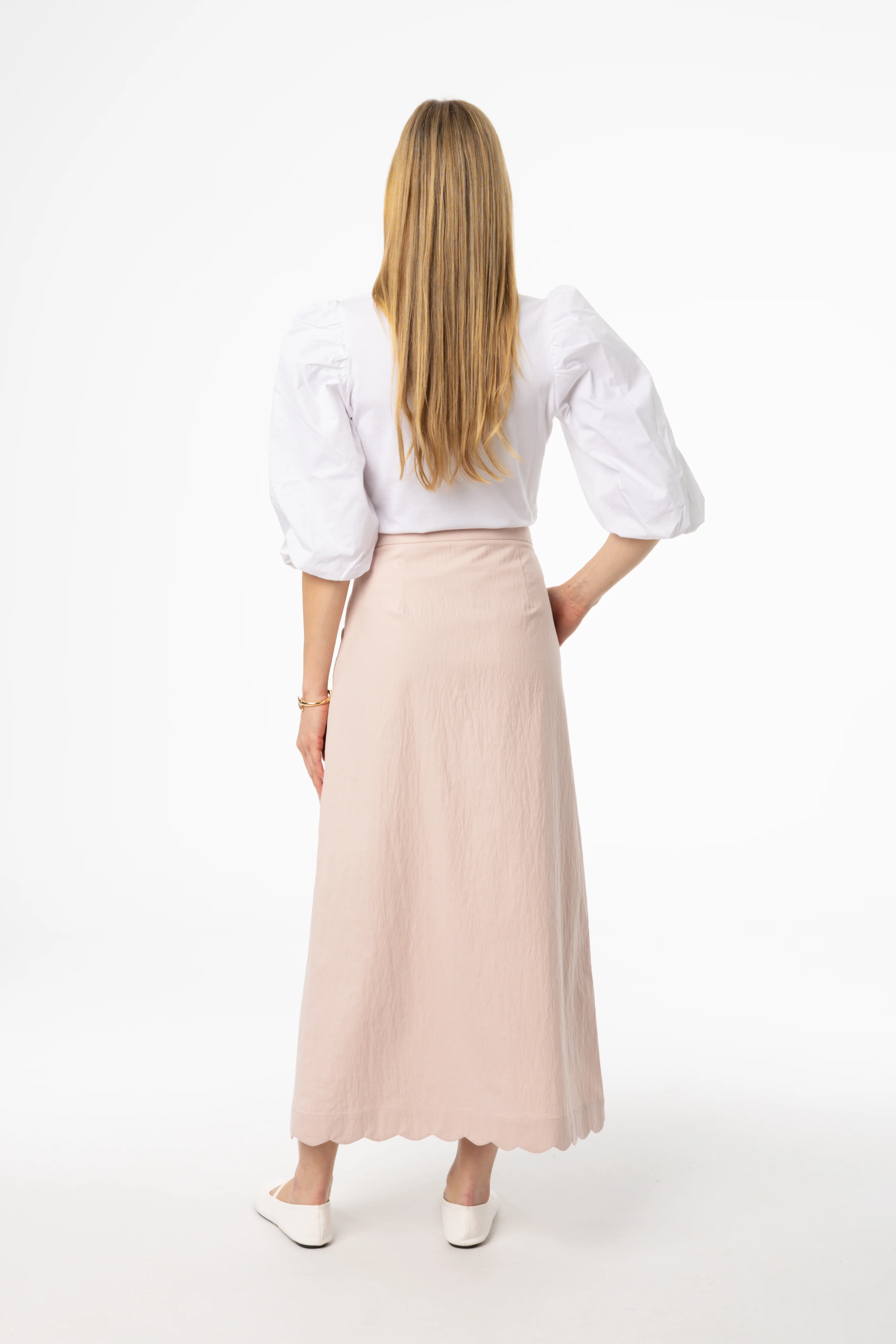 Pink Scalloped Maxi Skirt - Image 3