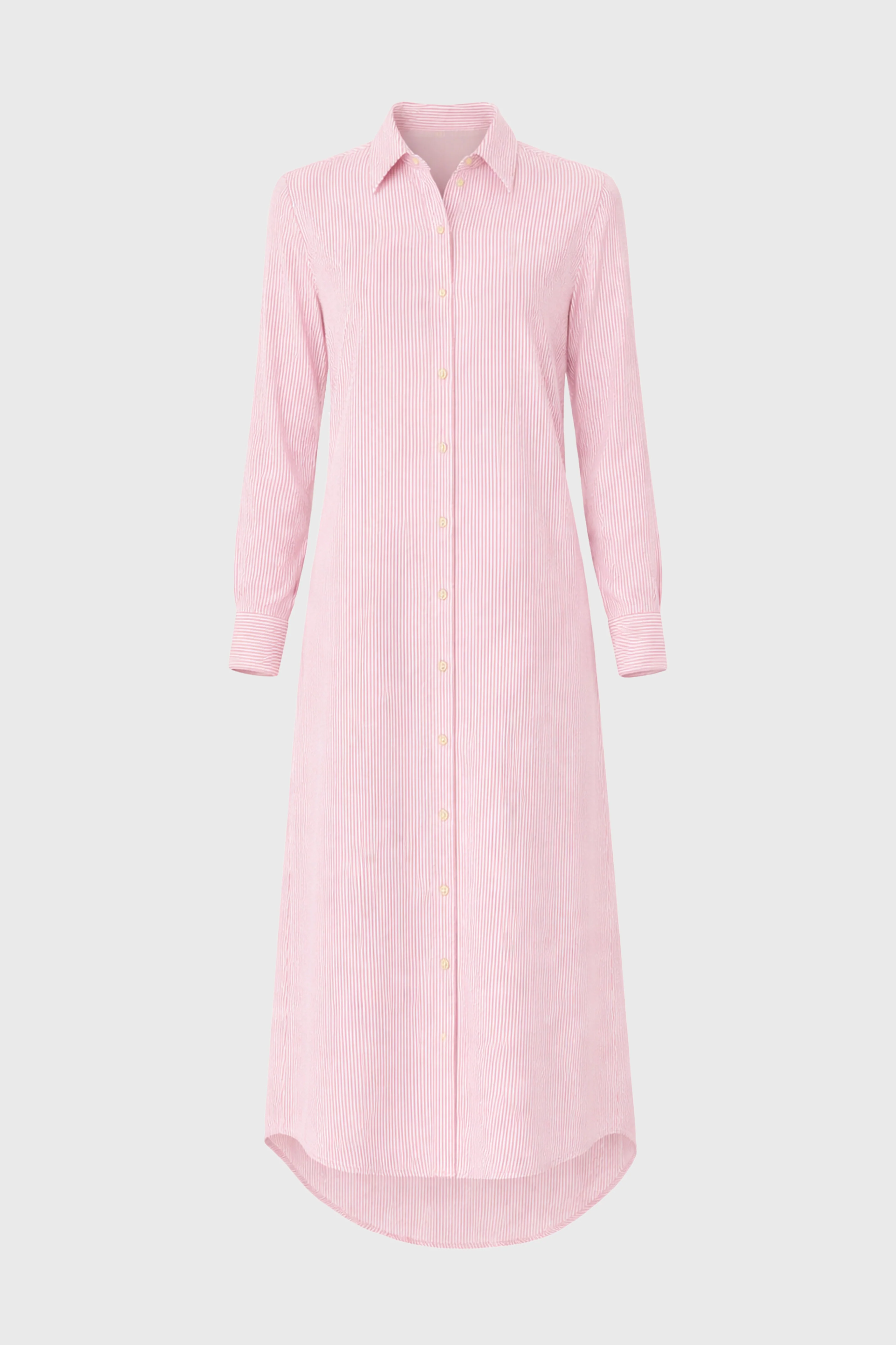 Pink Seersucker Striped Maxi Shirt Dress - Image 6