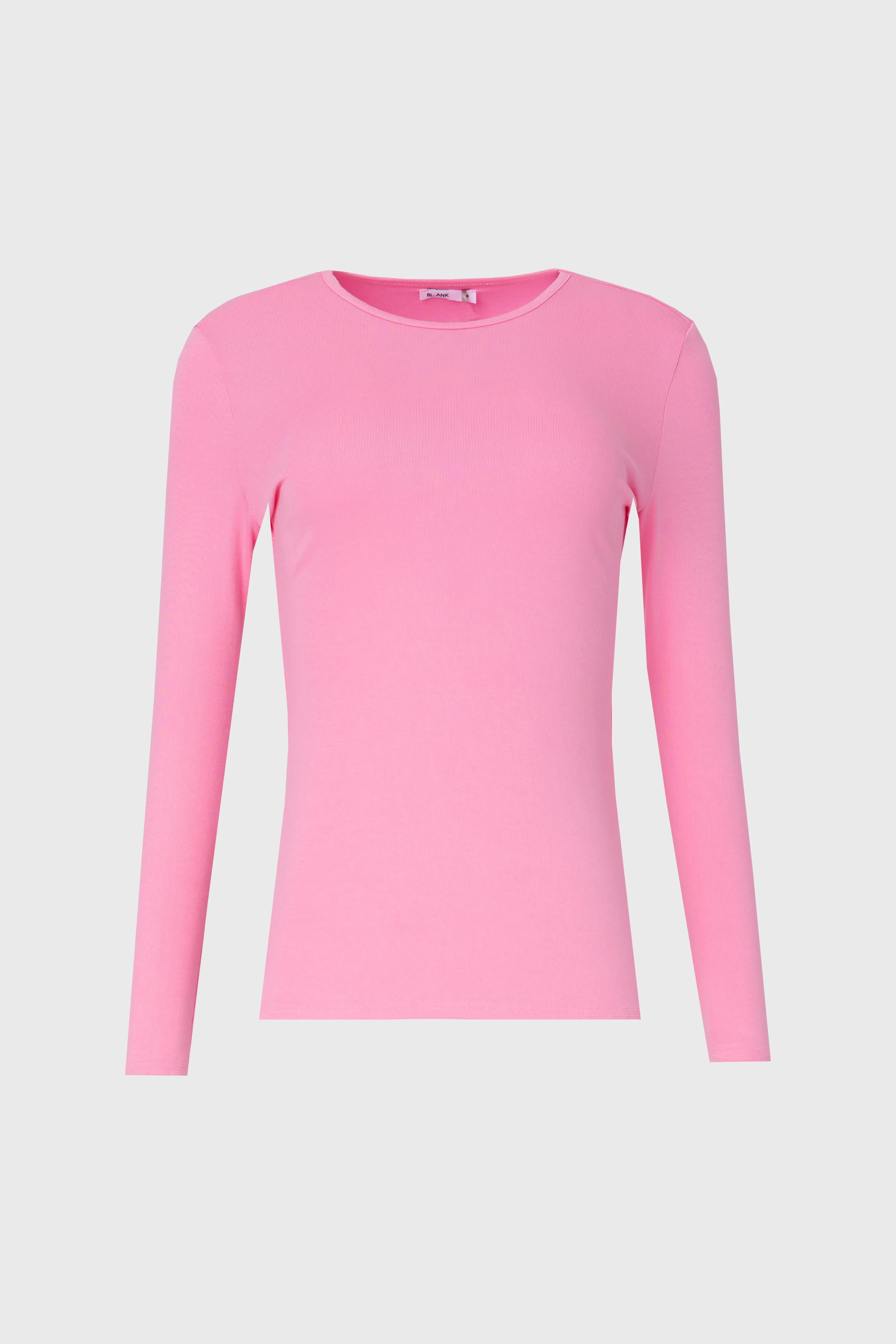 Pink Solid Round Neck Long Sleeve T-Shirt - Image 5