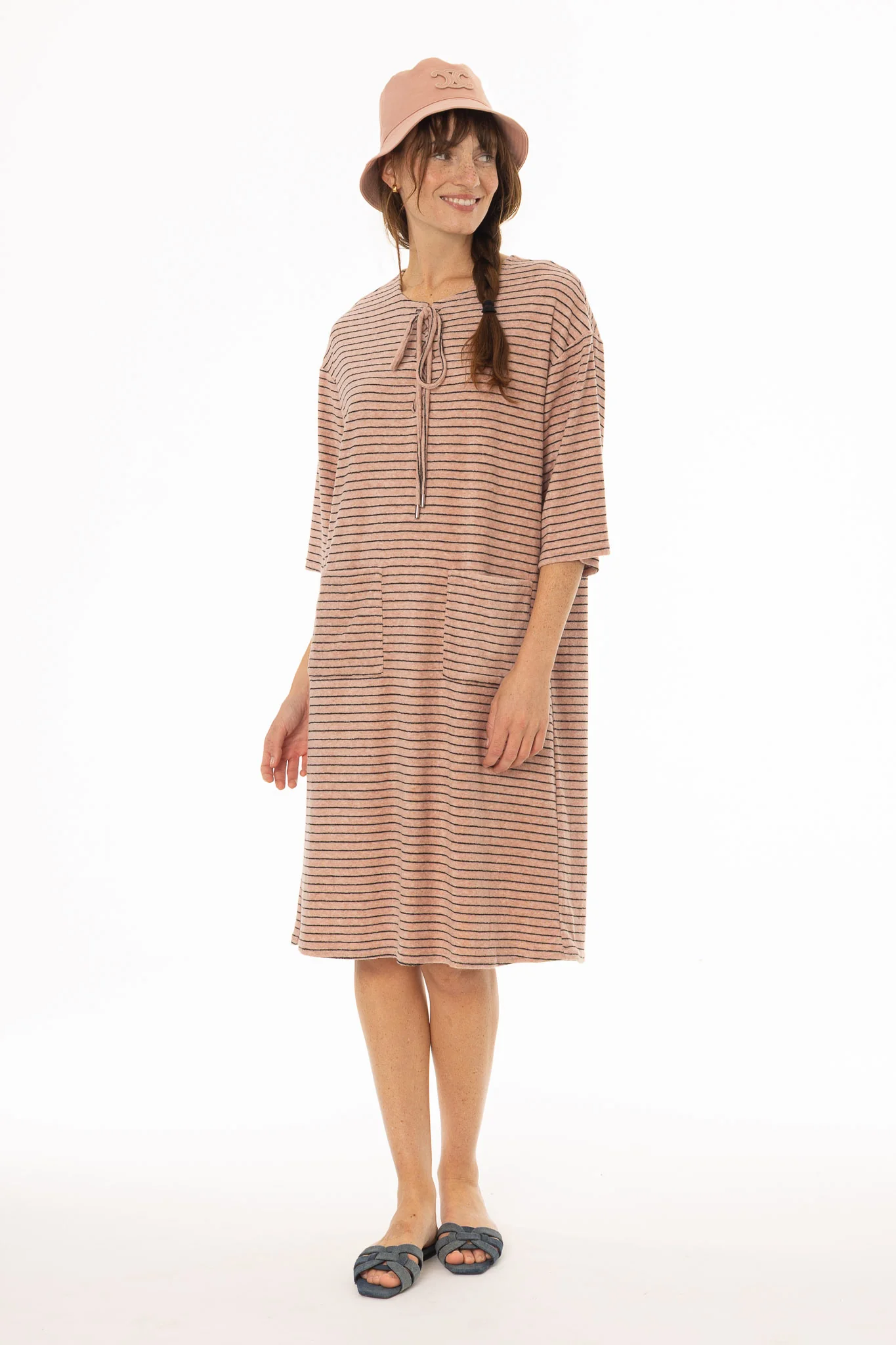 Pink Striped Terry Dress - Image 5