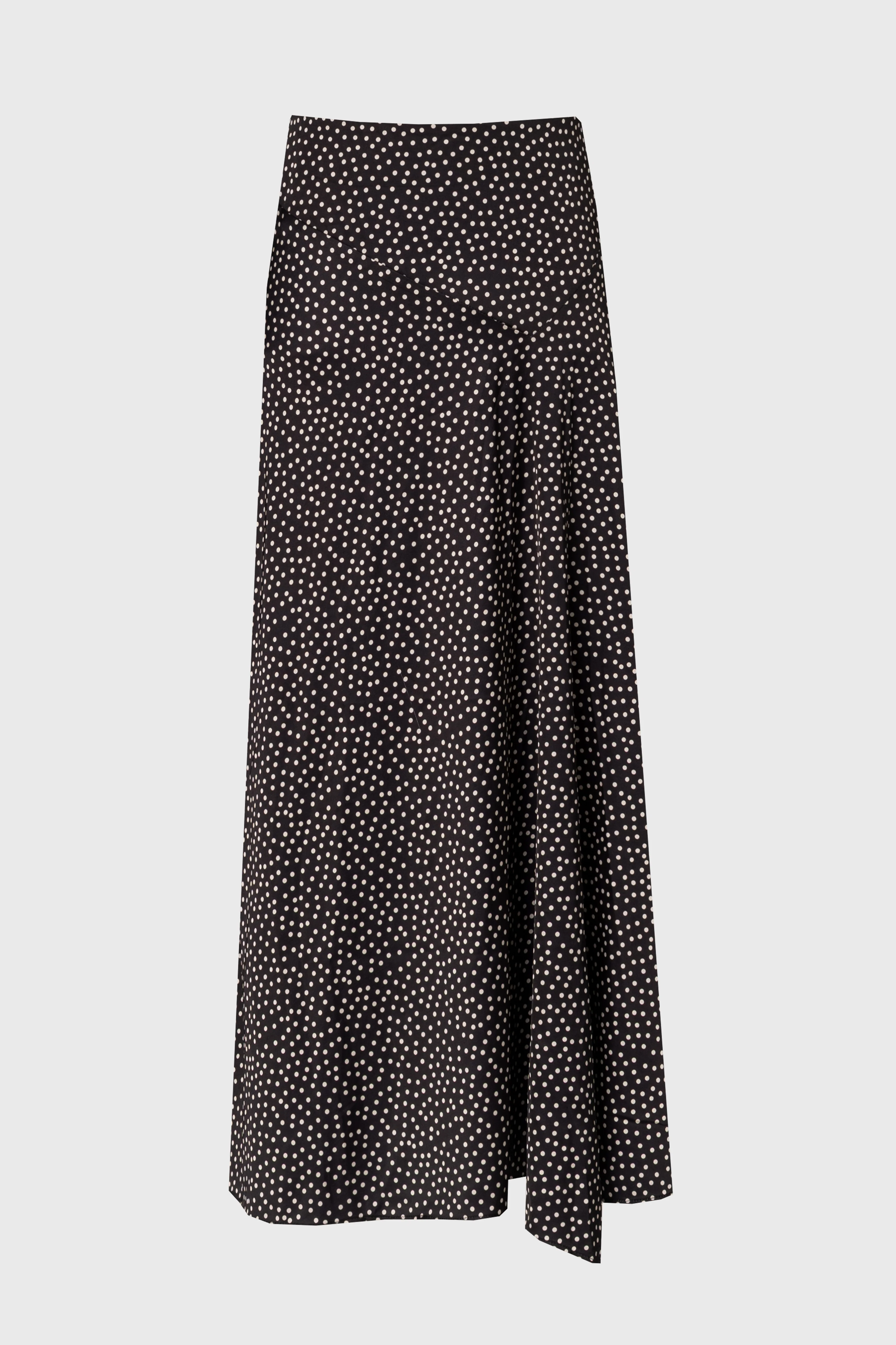 Black Polka Dot Asymmetrical Flare Skirt - Image 6