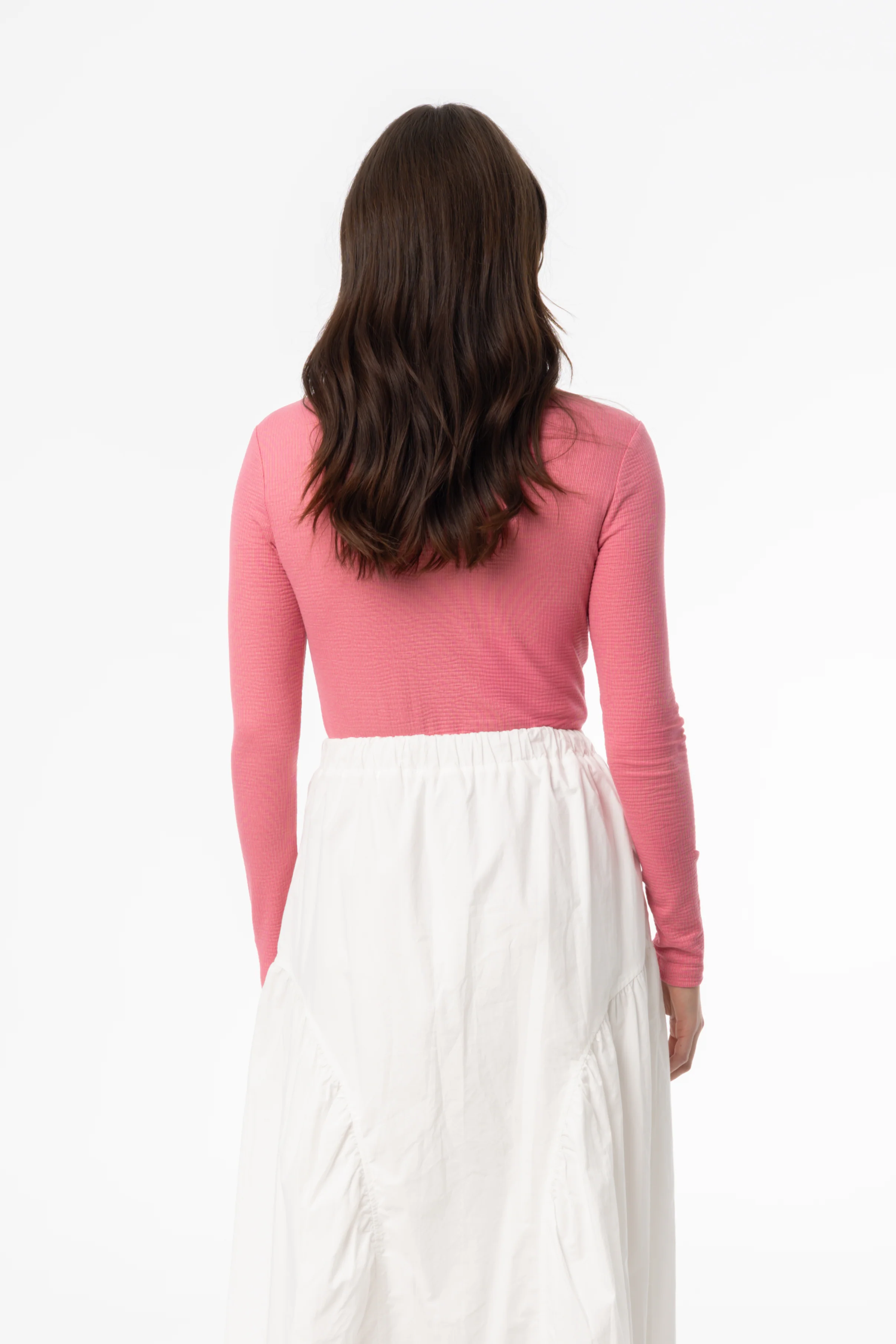 Raspberry Waved Round Neck Long Sleeve T Shirt - Image 3