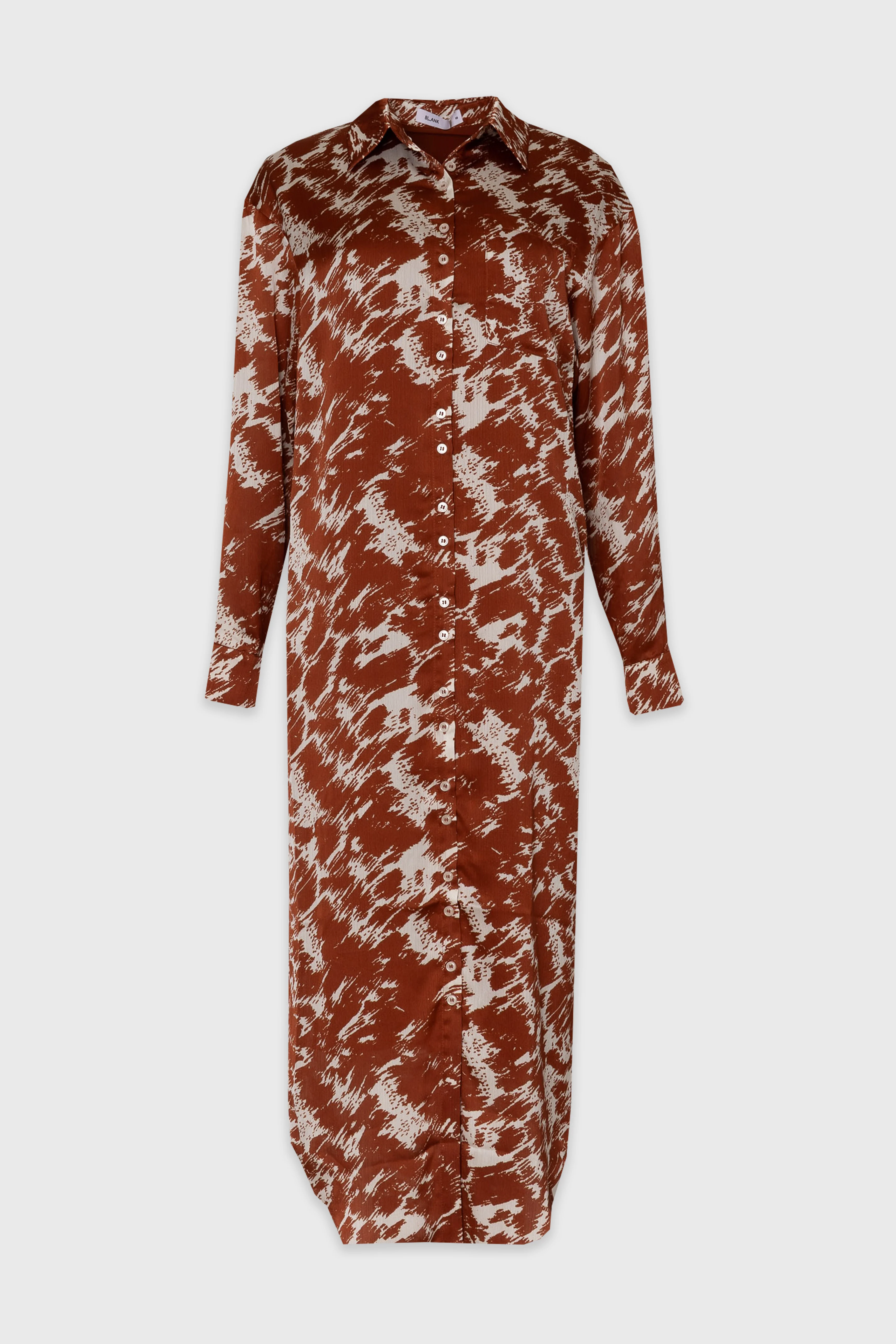 Rust Printed Shirt Maxi Dress - Image 6