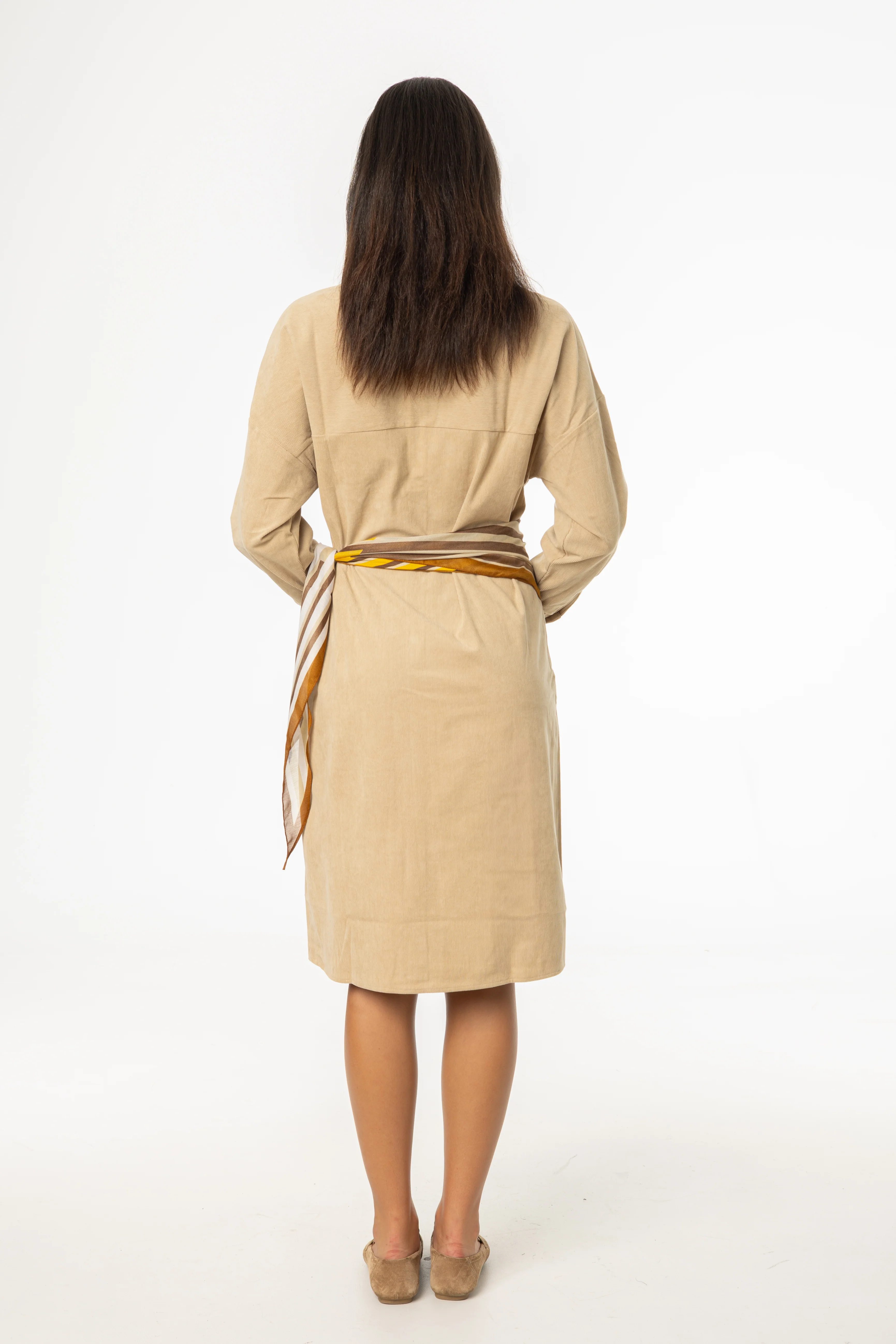 Sand Corduroy Shirt Dress - Image 3