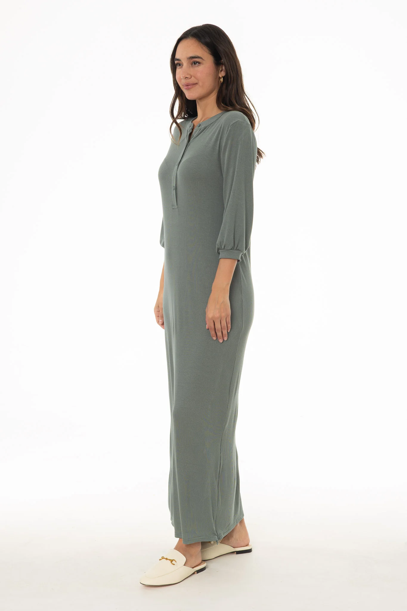 Seafoam 3/4 Sleeve Maxi Dress - Image 3