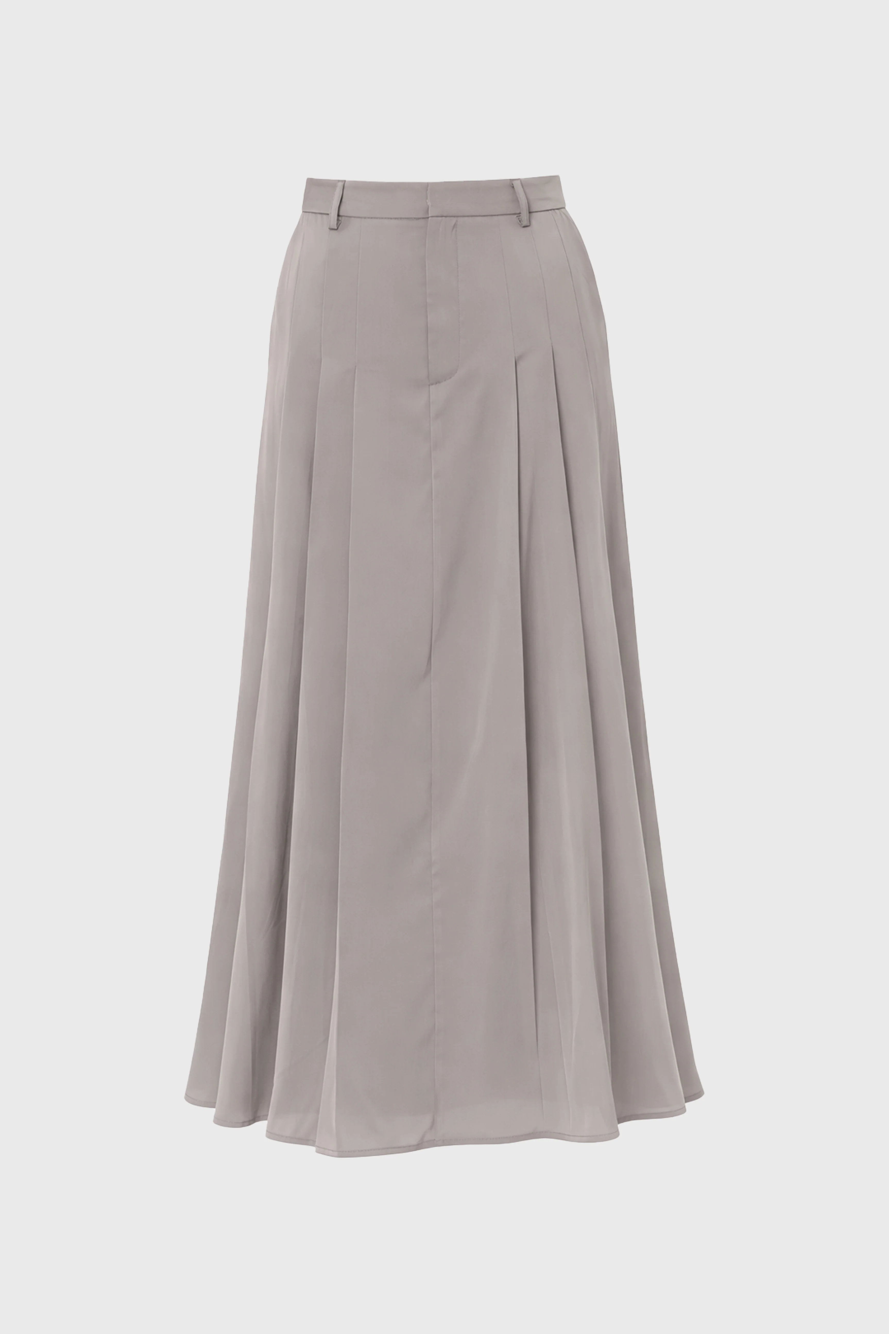 Slate Pleated Satin Maxi Skirt - Image 6