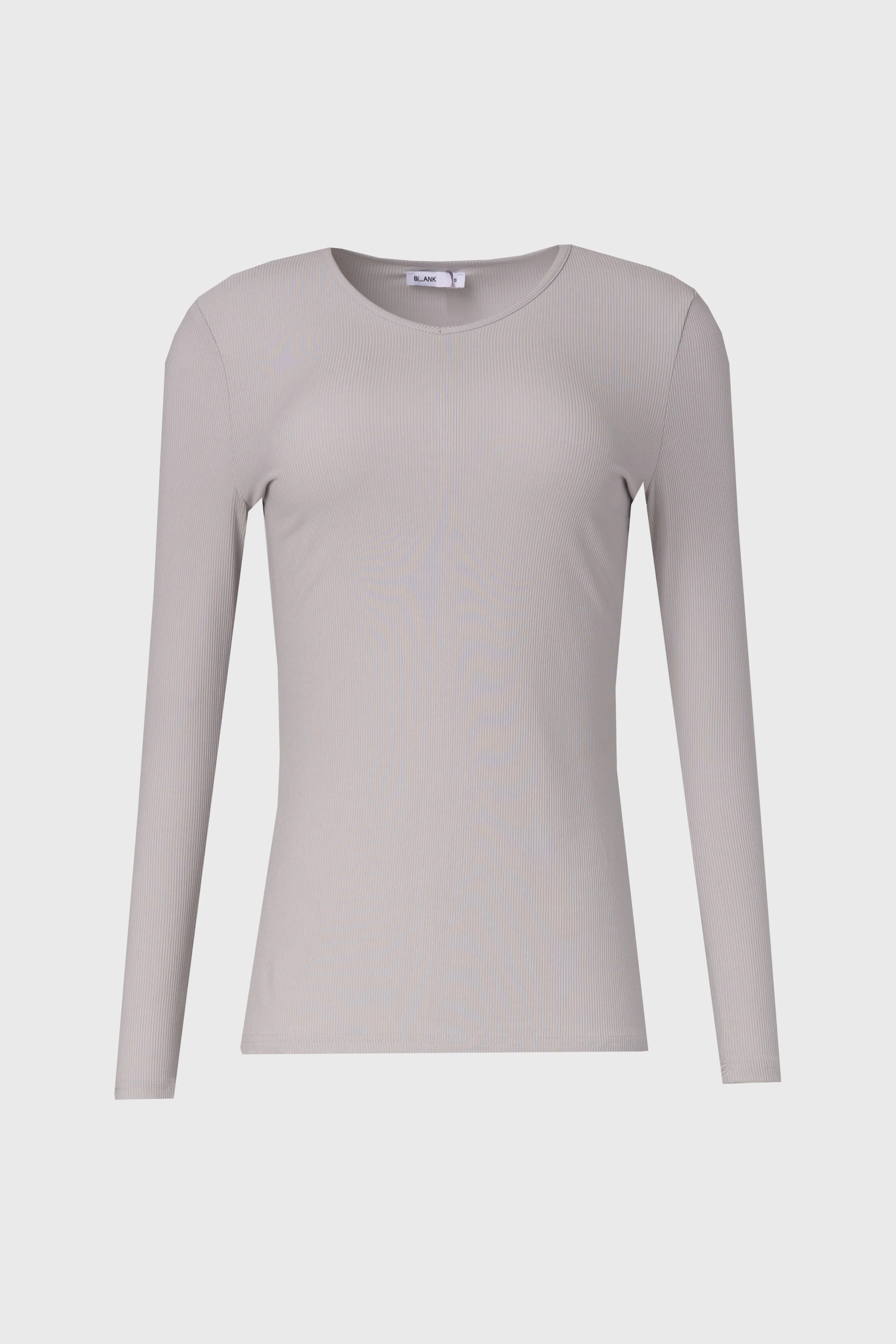 Slate Ribbed V Neck Long Sleeve T-Shirt - Image 5
