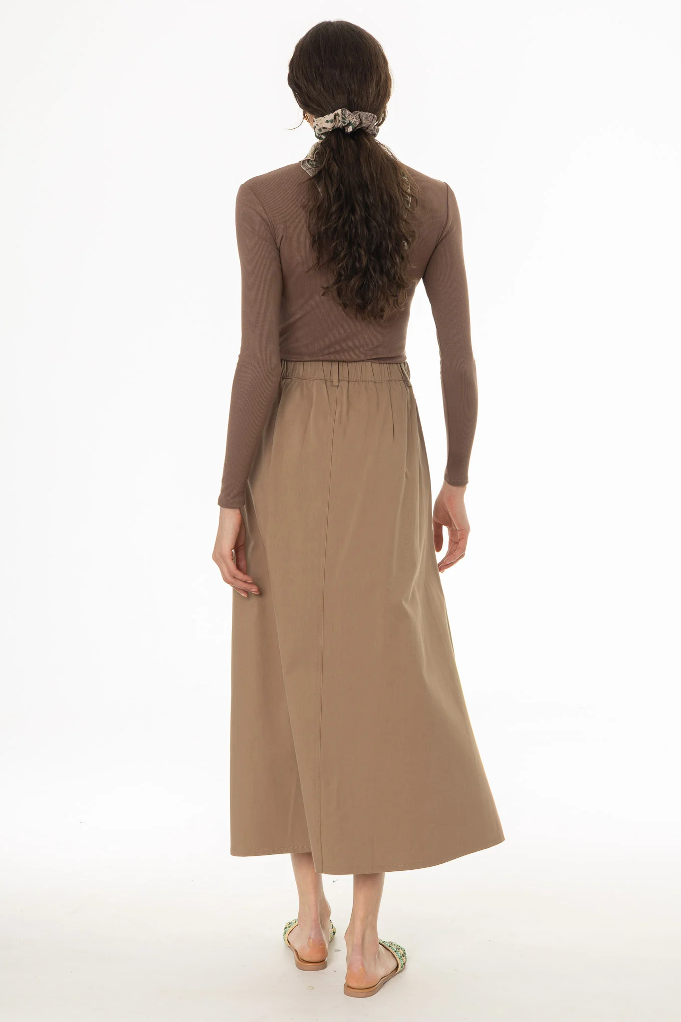 Tan Cargo Flare Maxi Skirt - Image 4