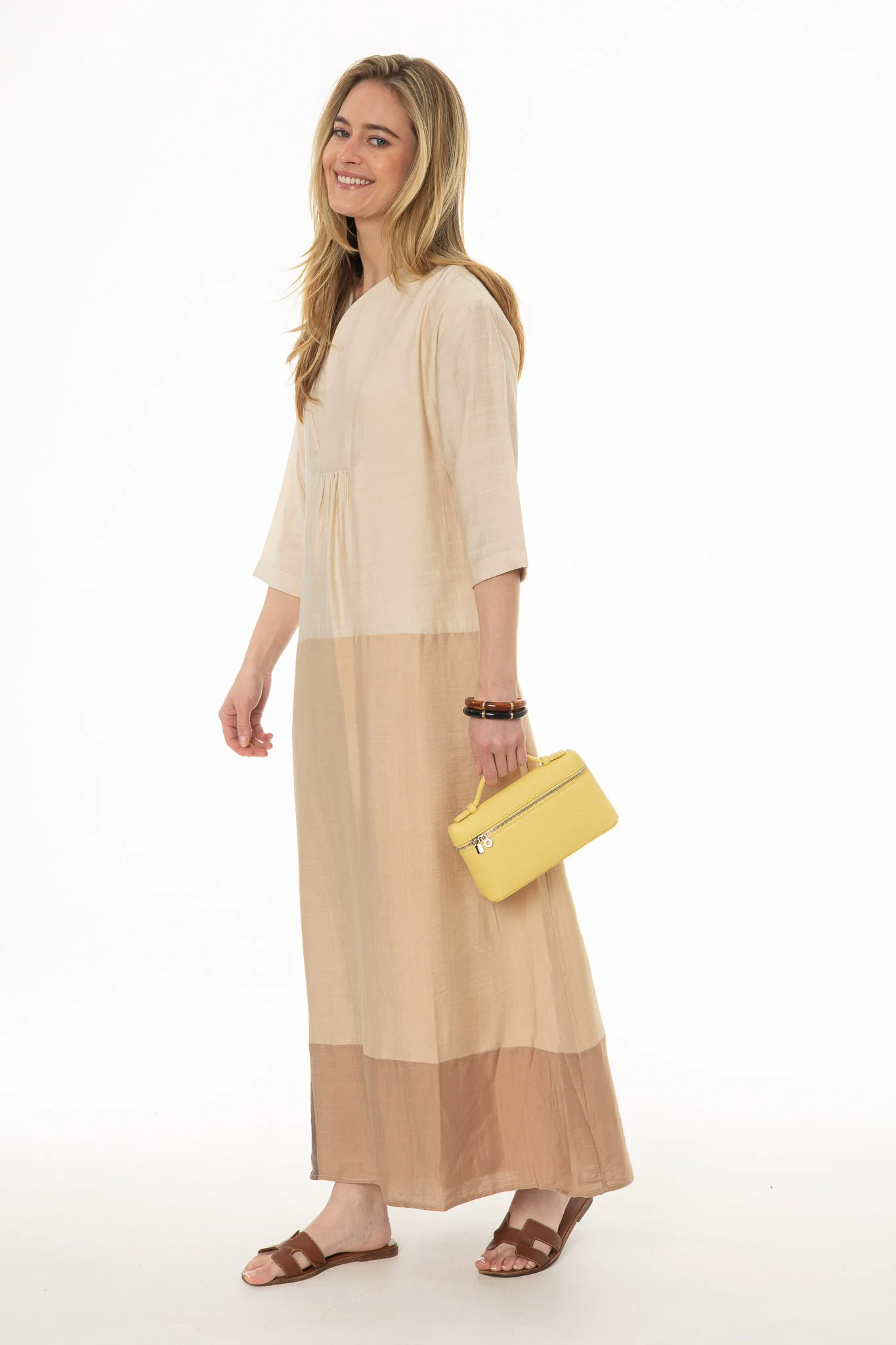 Tan Colorblock Oversized Maxi Dress - Image 3