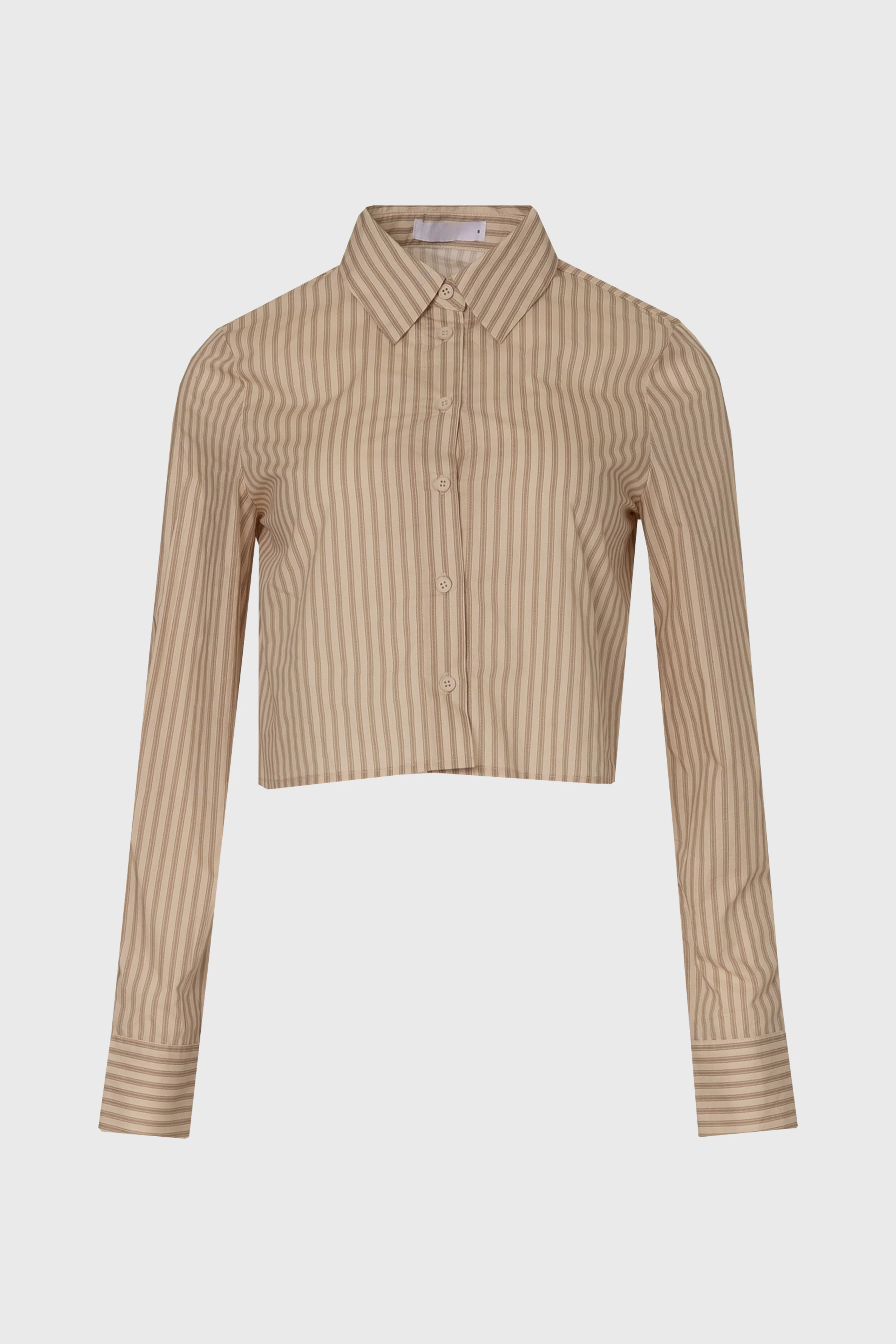 Tan Double Striped Cropped Blouse - Image 6