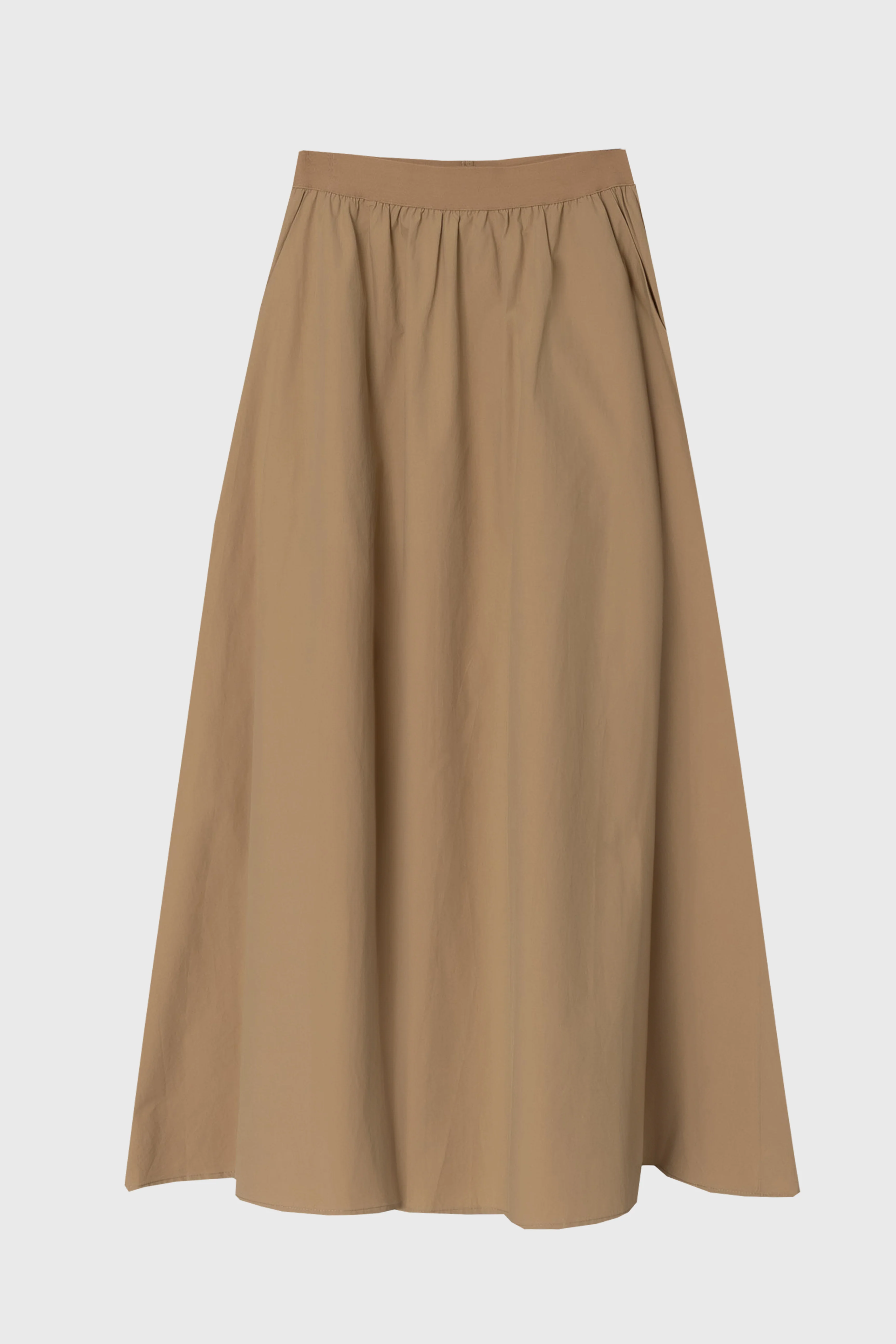 Tan Elastic Cotton Maxi Skirt - Image 6