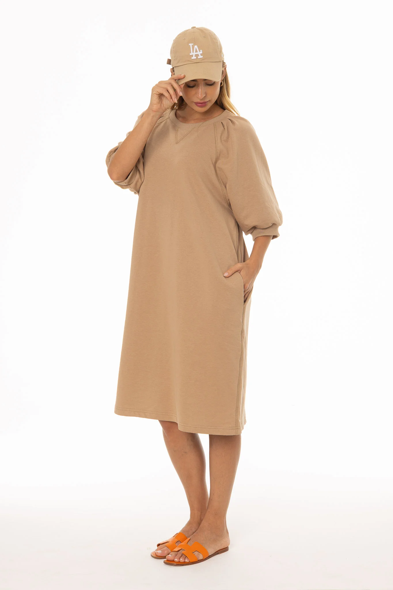 Tan French Terry Dress - Image 3