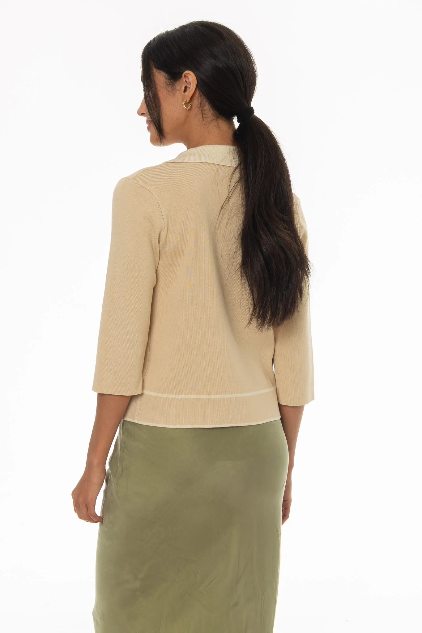 Tan Knit Button Top - Image 5