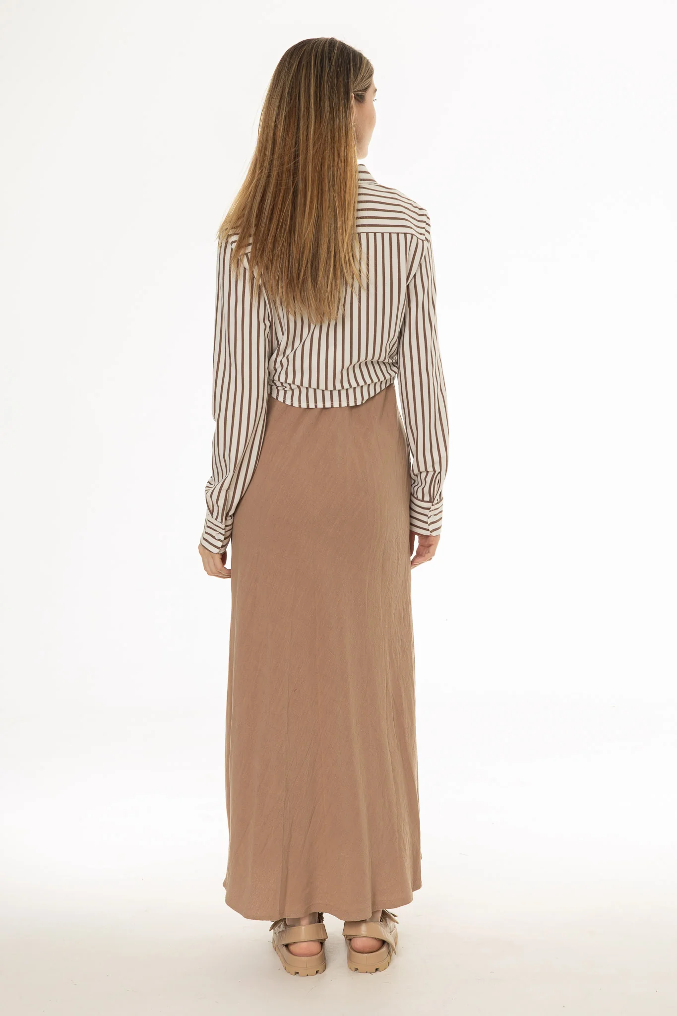 Tan Linen Feel Slip Dress - Image 4