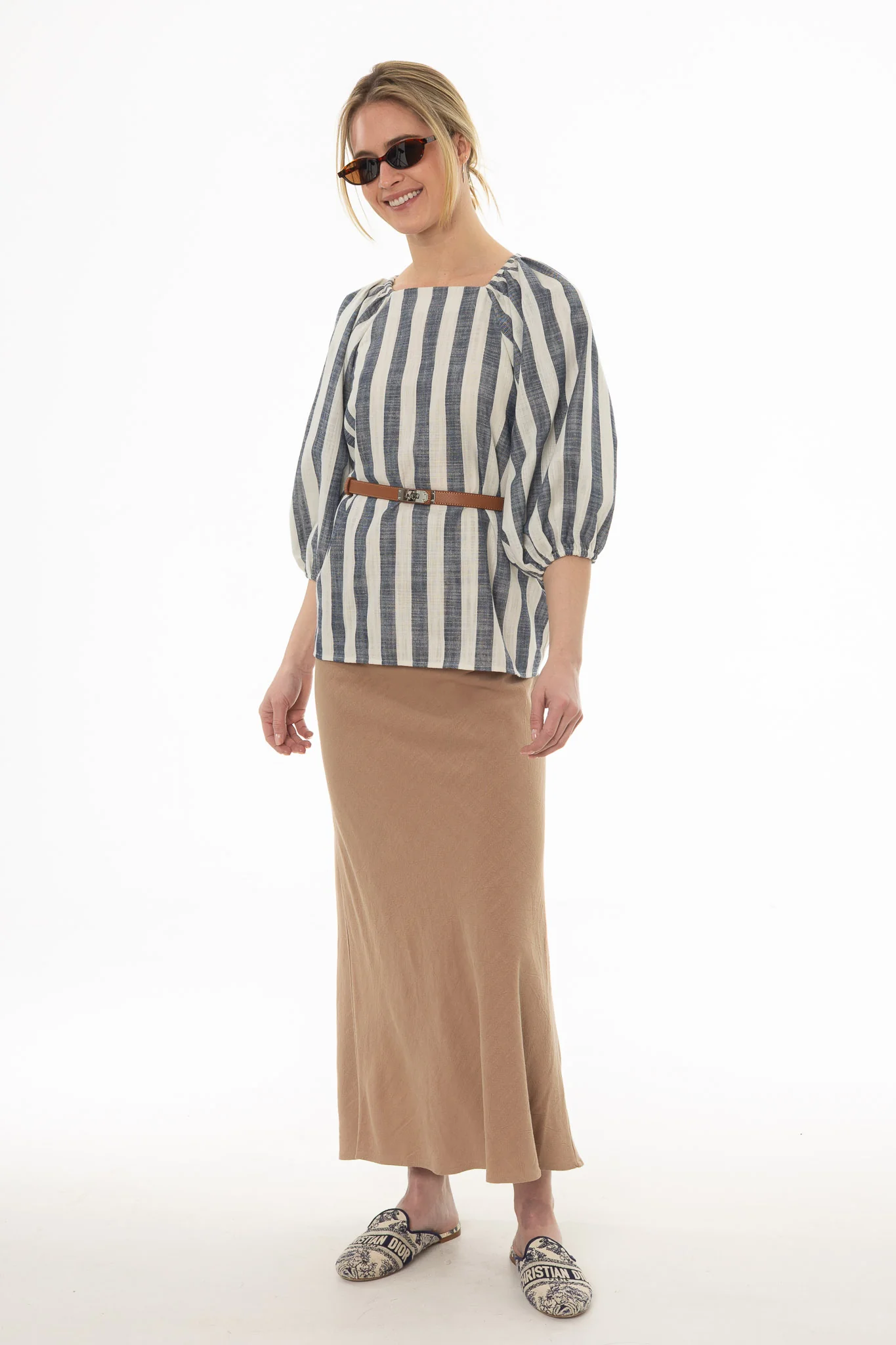 Tan Linen Feel Slip Skirt - Image 5