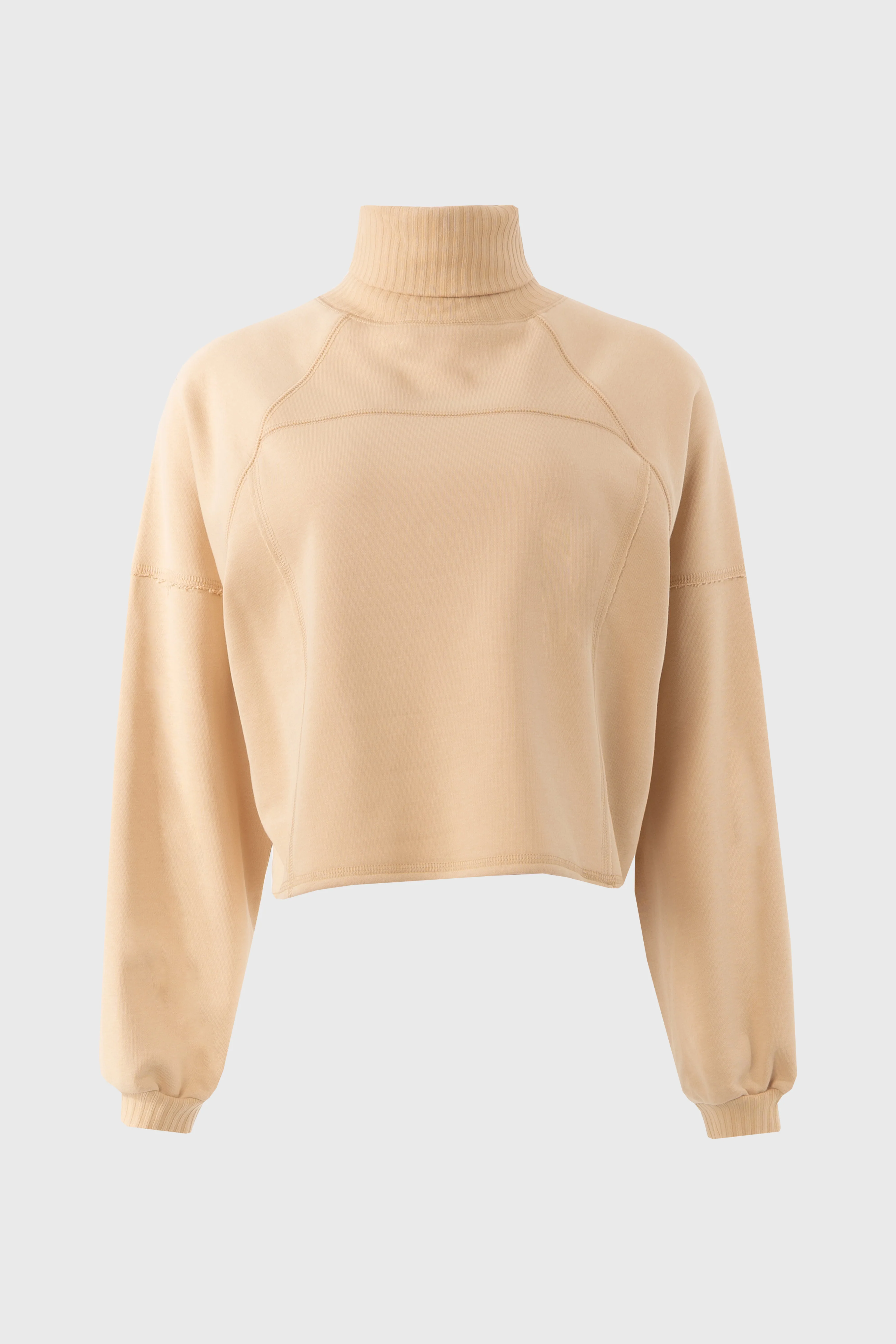 Tan Ribbed Turtleneck Sweatshirt - Image 5