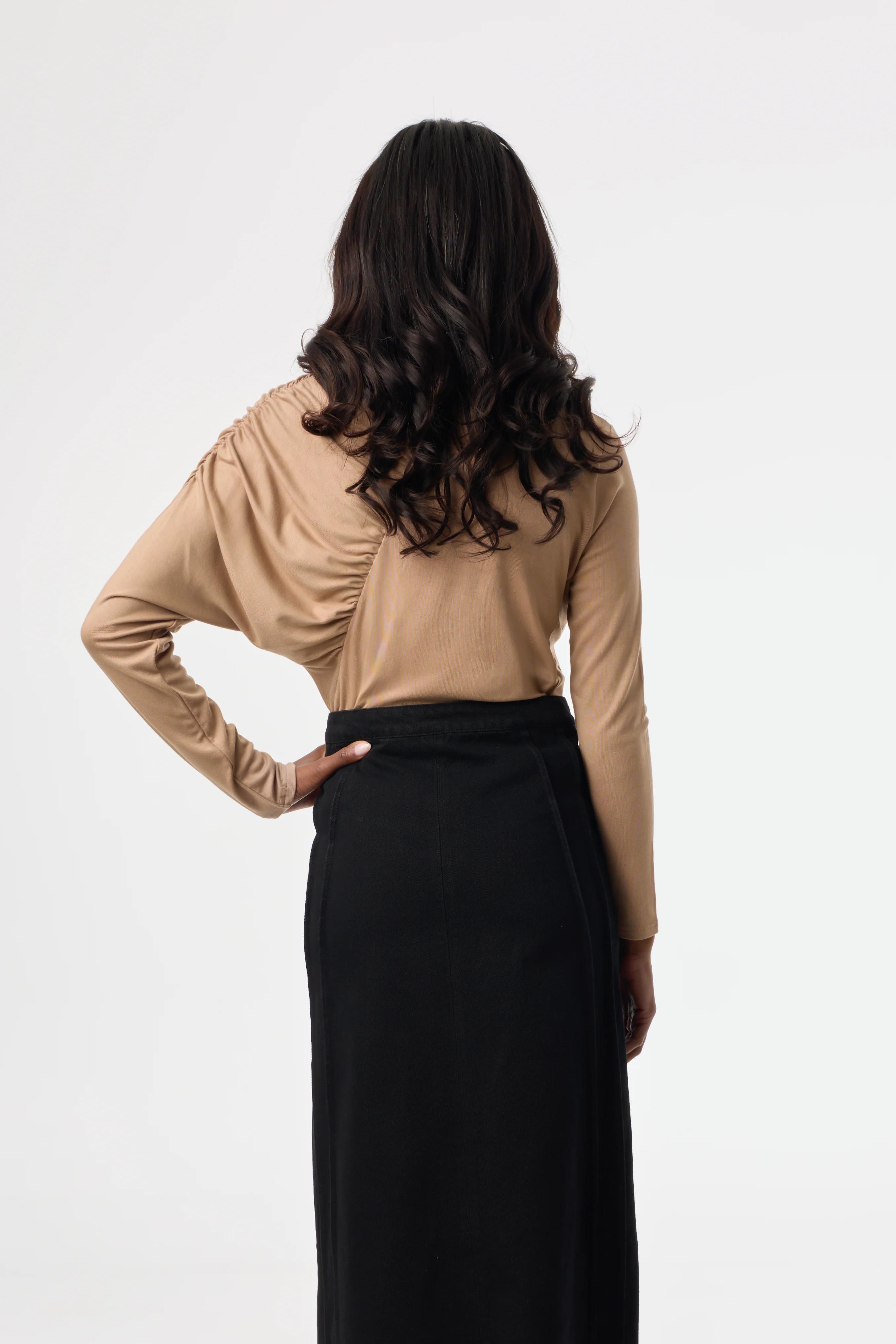 Tan Side Ruched Top - Image 3