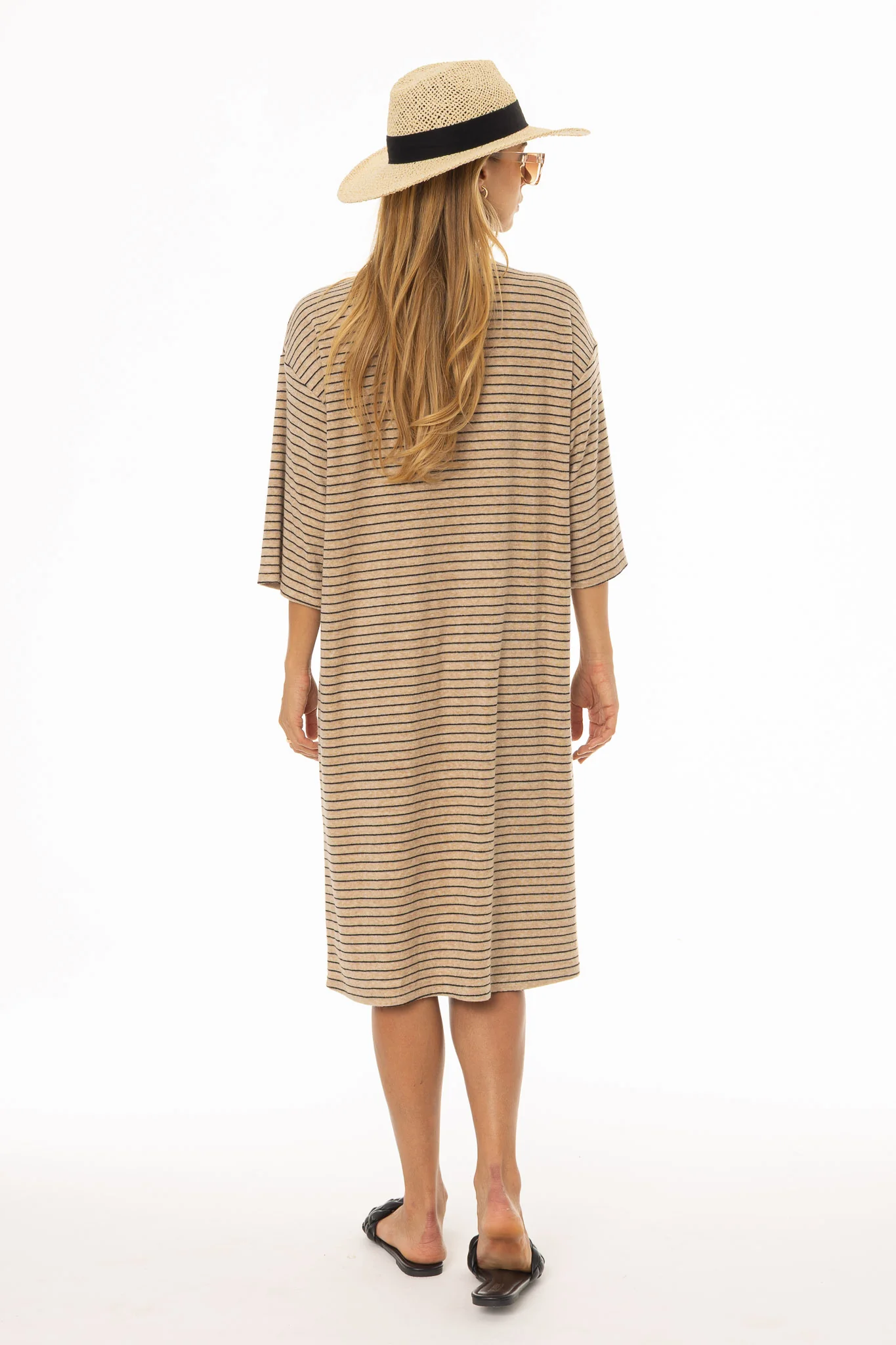 Tan Striped Terry Dress - Image 5