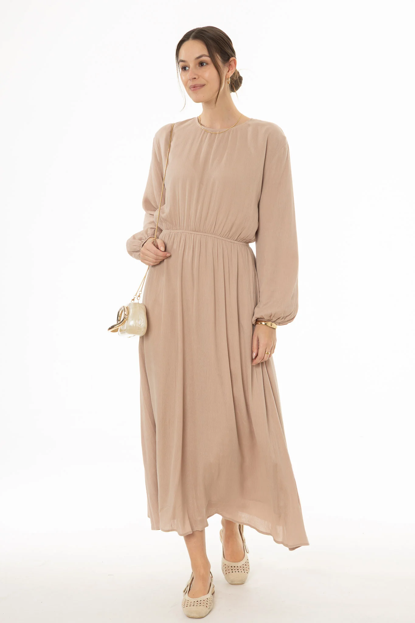 Tan Waisted Maxi Dress