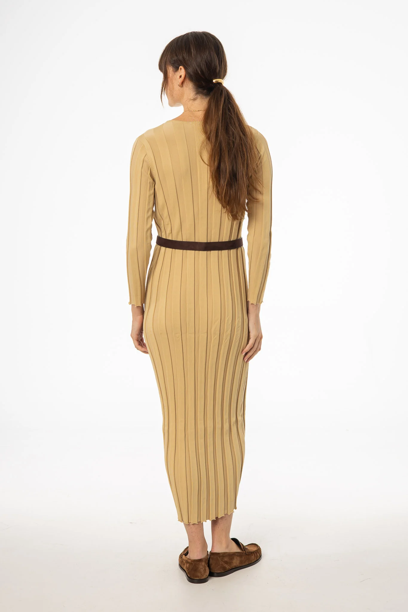 Tan Wide Ribbed Maxi Dress - Image 3